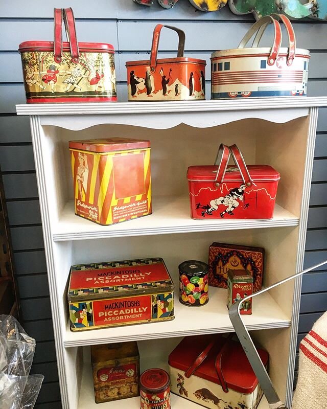 New collection of vintage tins just in. Love those graphics😍 #vintagetin #vintagegraphics  #anniesloan #chalkpaintedfurniture #handpaintedfurniture #repurposedfurniture #paintedfurniture #upcycledfurniture #vintagedecor #farmhousedecor #ironstonelov