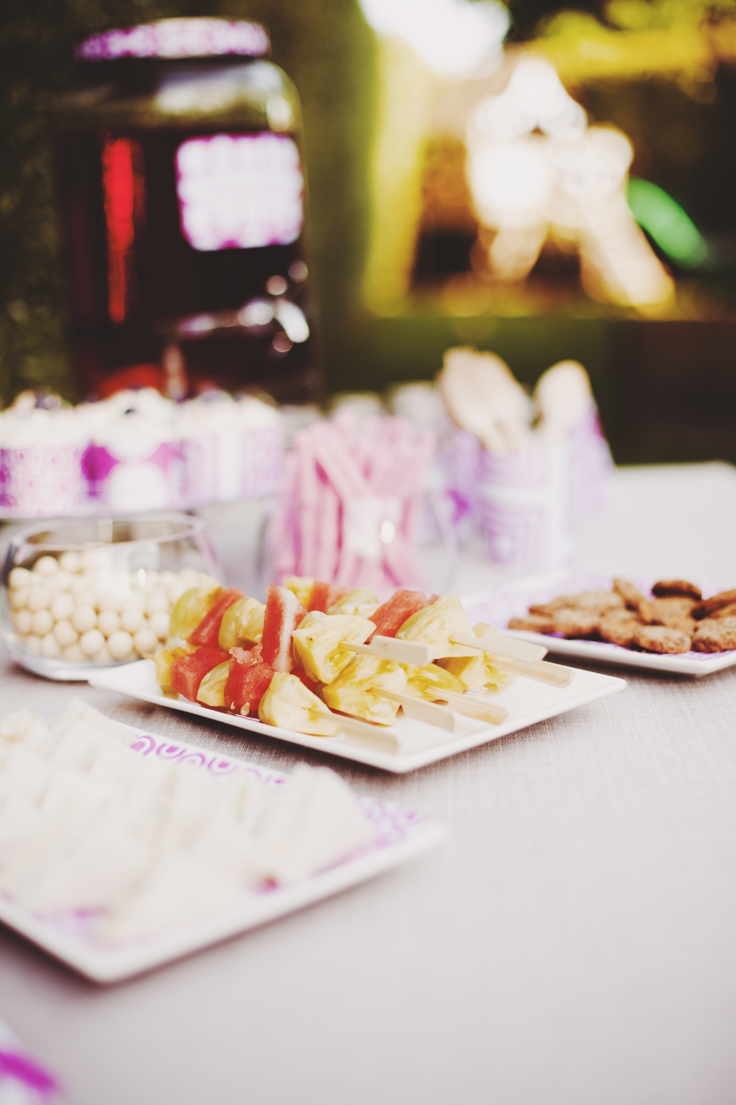 purple styled table for kids birthday