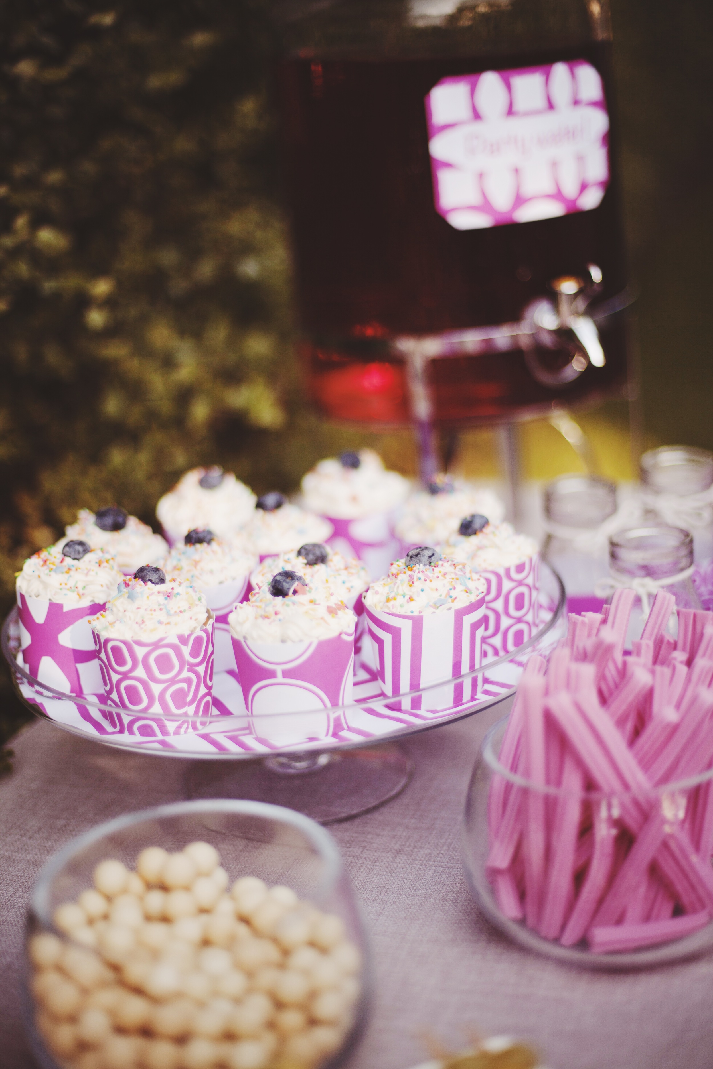 purple styled table for kids birthday