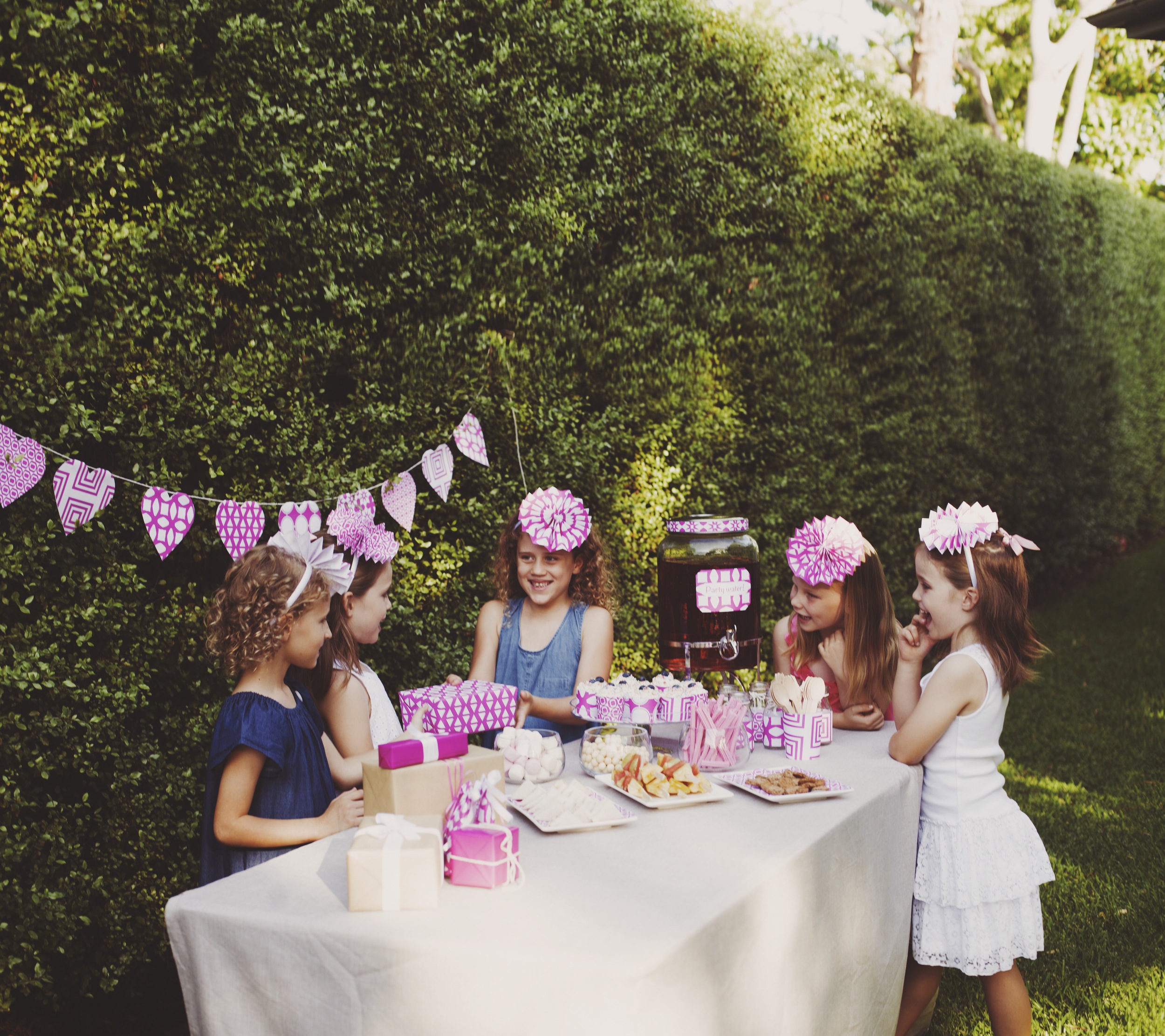 purple styled table for kids birthday