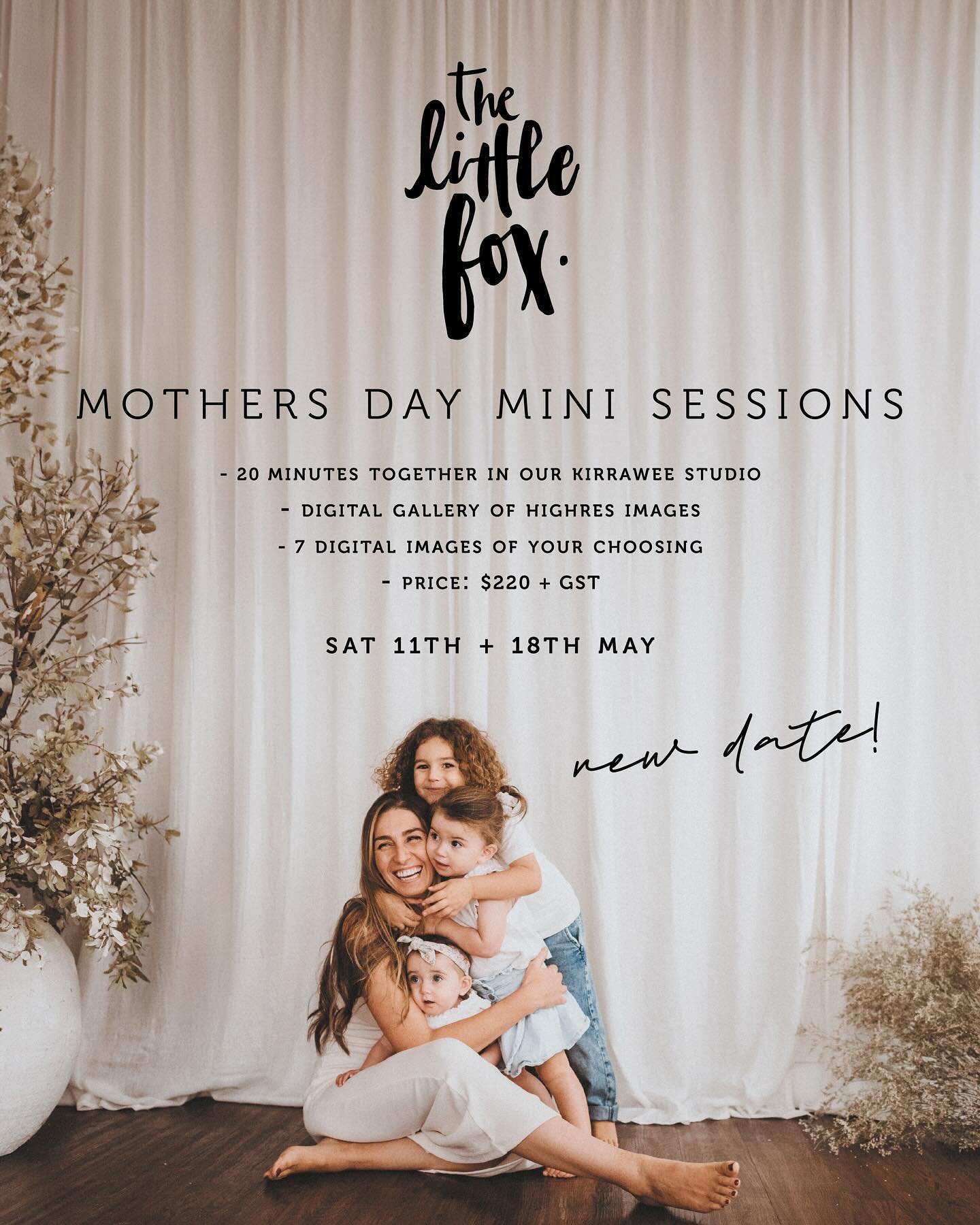 We have added a new date for our Mother&rsquo;s Day sessions this year! Check our website for more info ! Xx