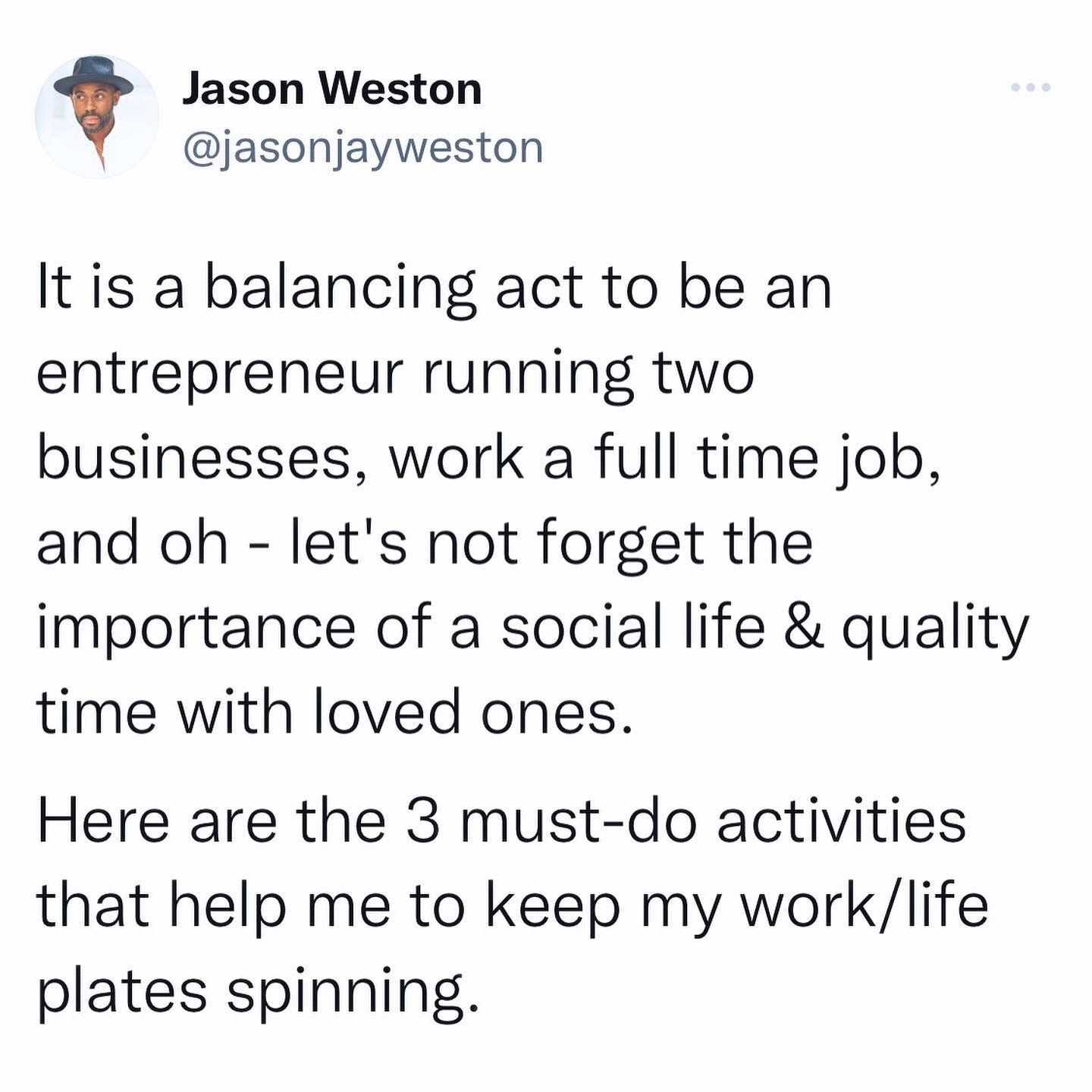 Meditation, goal setting and Sunday fun days are my trifectas of work / life balance. How do you maintain?