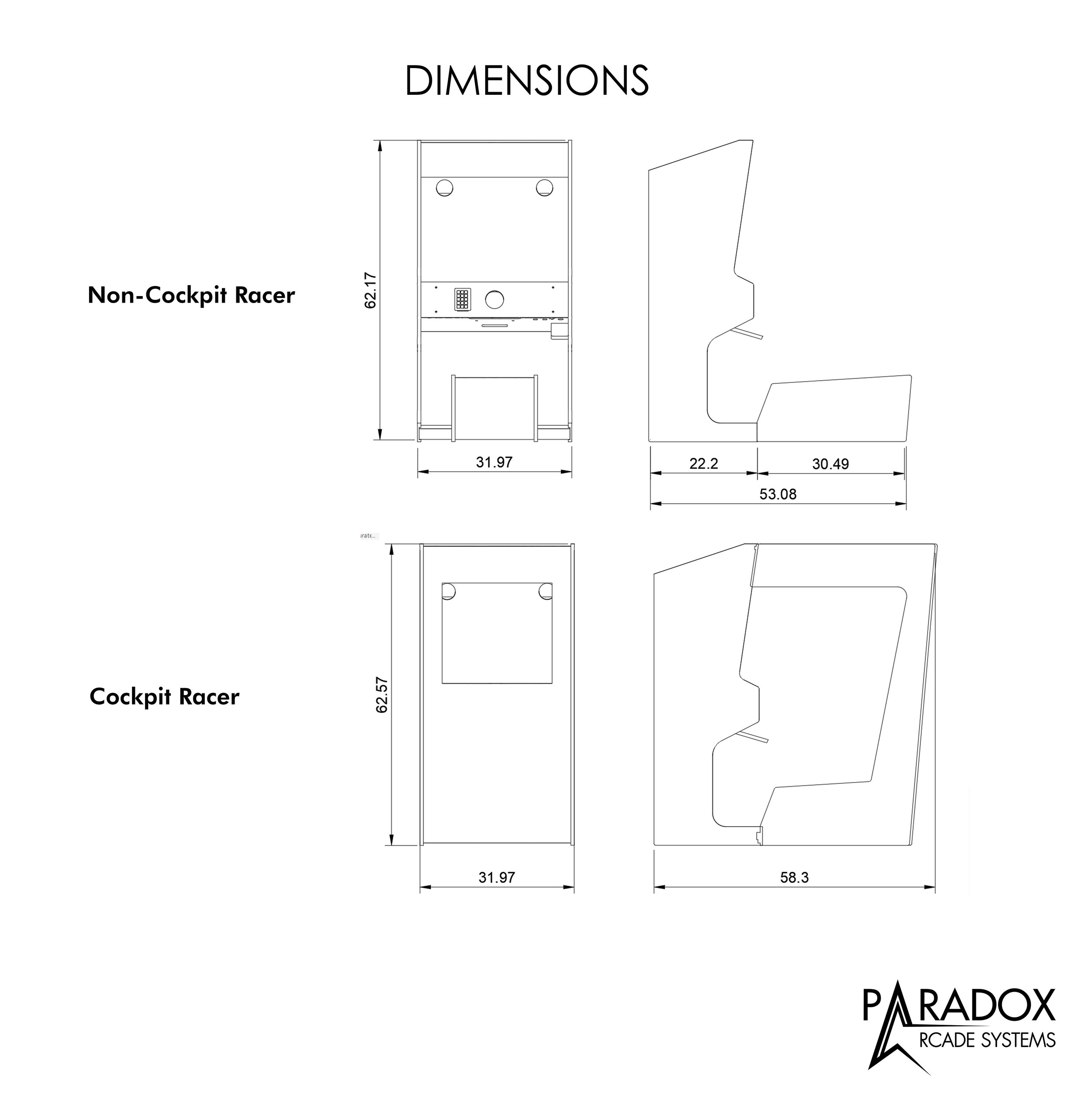 Cabinet Dimensions VRX Vector Racing Racer Arcade 2026.jpg