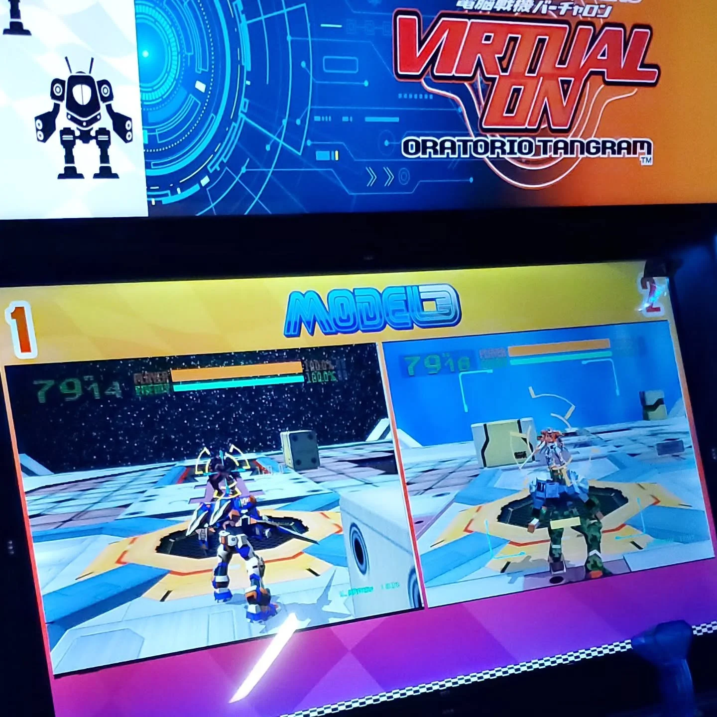 Hard to setup but super cool. Running two instances of the supermodel emulator means you can tell the programs to run in linked mode and get a networked game running on the same pc. We put a custom bezel on there to make it pretty. Dual twin stick ga