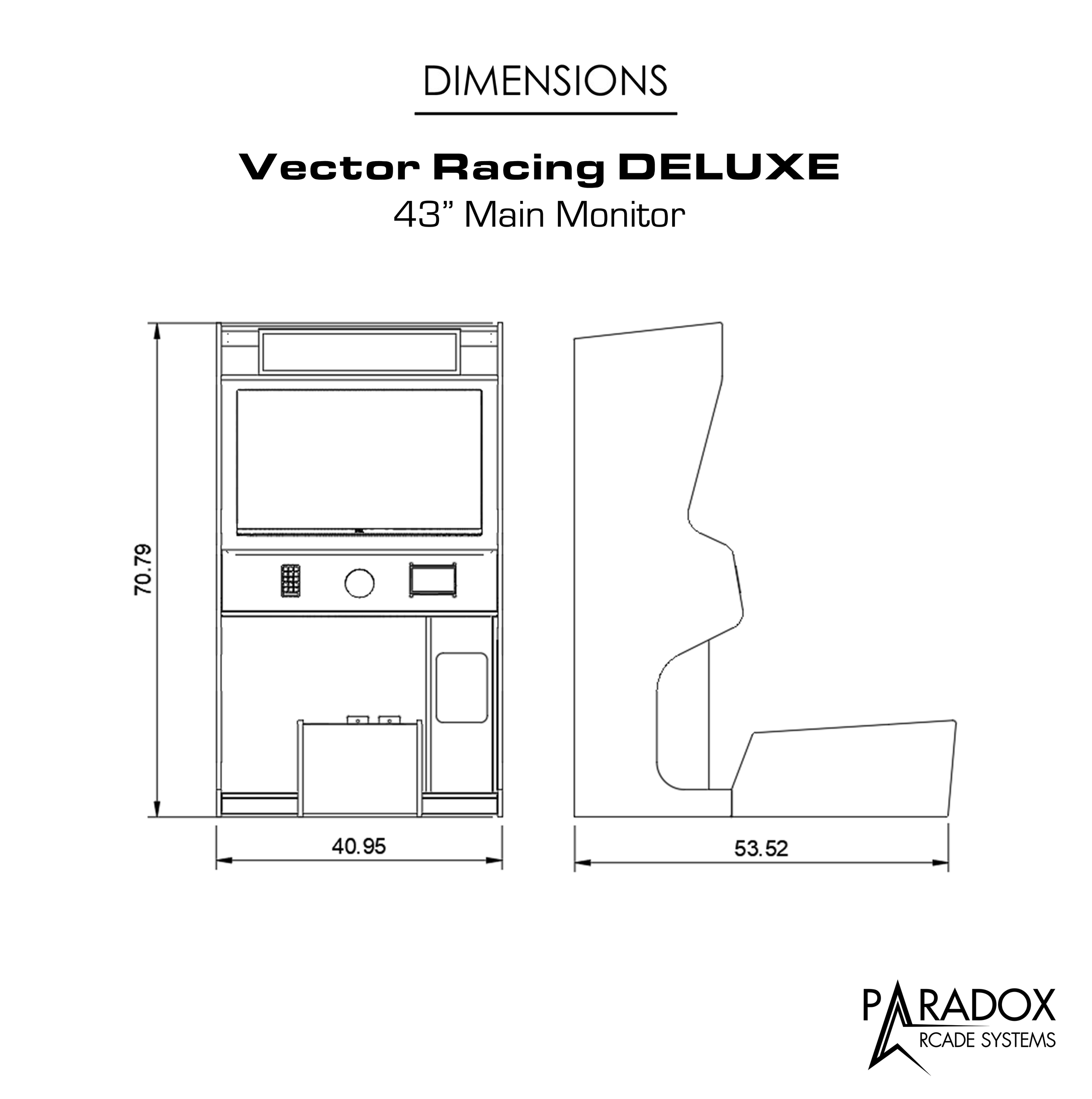 Cabinet Dimensions VRX Vector Racing DELUXE Racer Arcade 2026.png