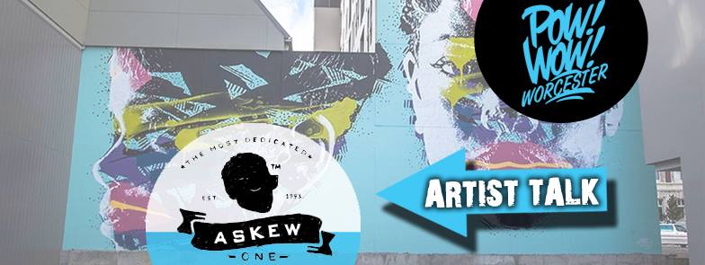 Hear from POW! WOW! Worcester Artist ASKEW ONE from New Zealand as he gives insight on the creative process and the life of an artist. The discussion will be facilitated by Artist Caleb Neelon. Audience members will have a chance to ask questions at the end. Learn more about ASKEW at www.askew1.com