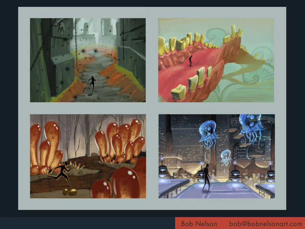 Thumbnails for surreal platformer