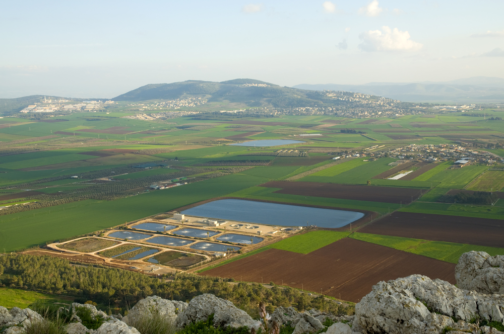 View of the Valley of Jezreel, fields and fishponds