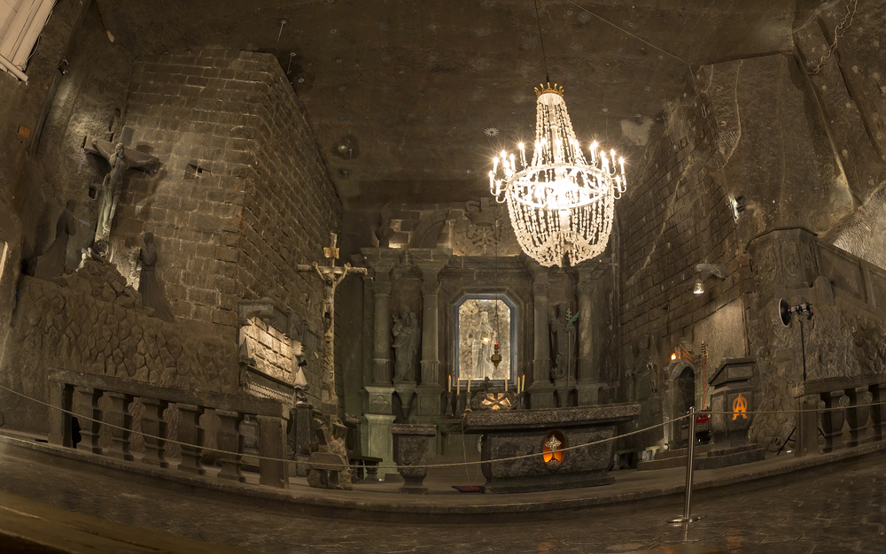 The magnificent underground Chapel in the Wieliczka Salt Mines in Poland
