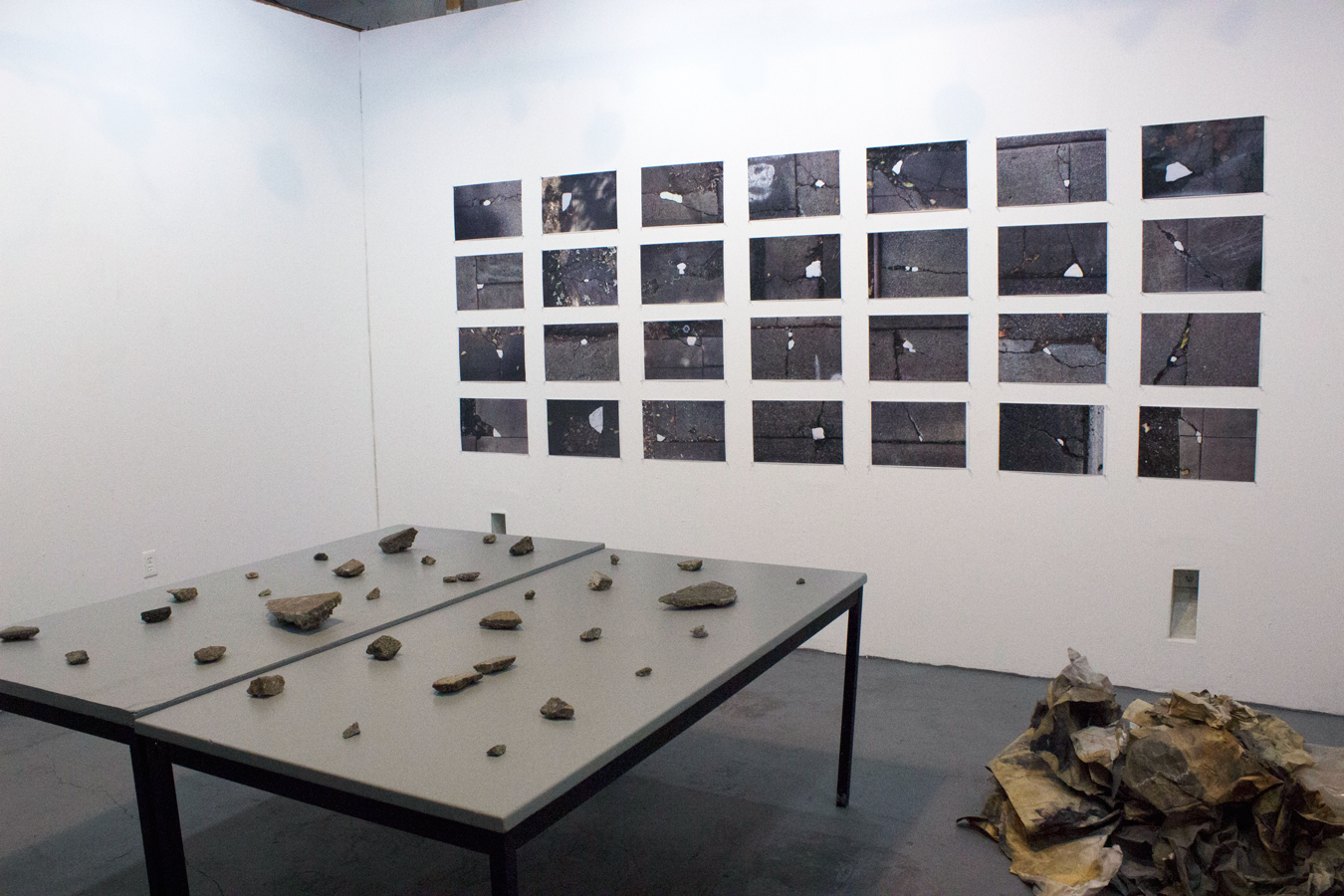 Digital photo prints, found cement, plaster 2016