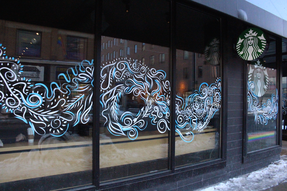 Ottawa Winterlude Fire & Ice Festival ( 2019) Three samples of the 14 Store front window Murals I painted along Ottawa's Bank street for the Fire & Ice Festival.