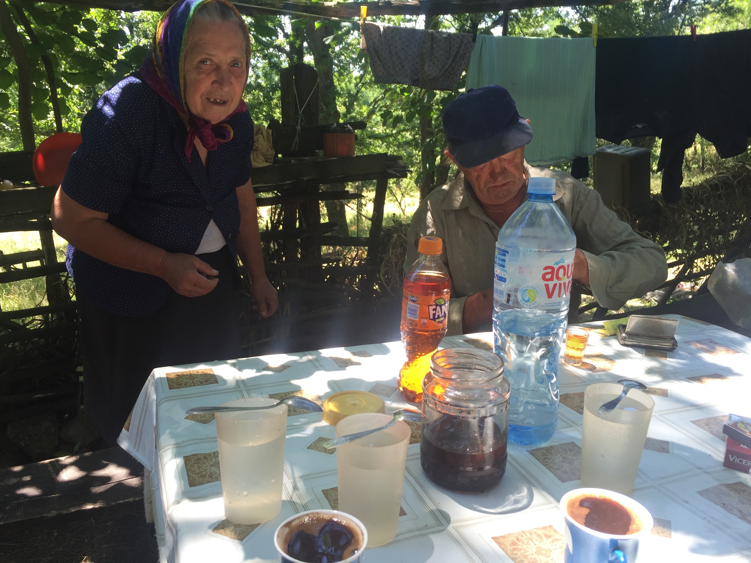 Yuhu's parents who gave us coffee, water, jam, and of course, rakia .