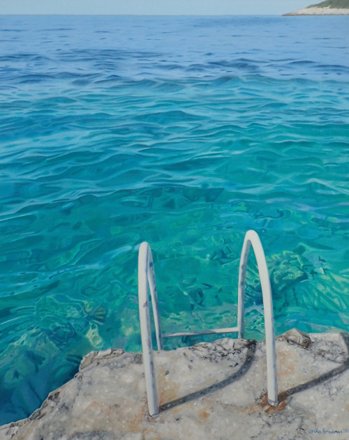 POOL RAILS - CROATIAN ISLANDS by Erika Oil on Canvas 65cm x 76.1cm
