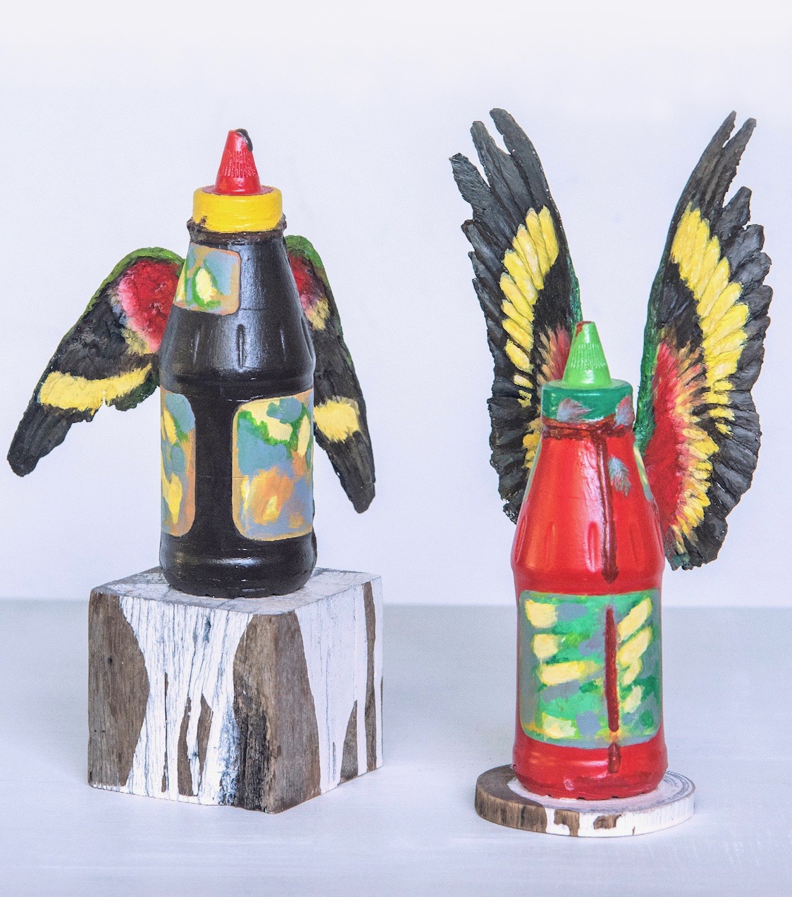 The Phoenix Effect, porcelain, clay, timber, acrylic paint, 30 x 30 x 30cm
