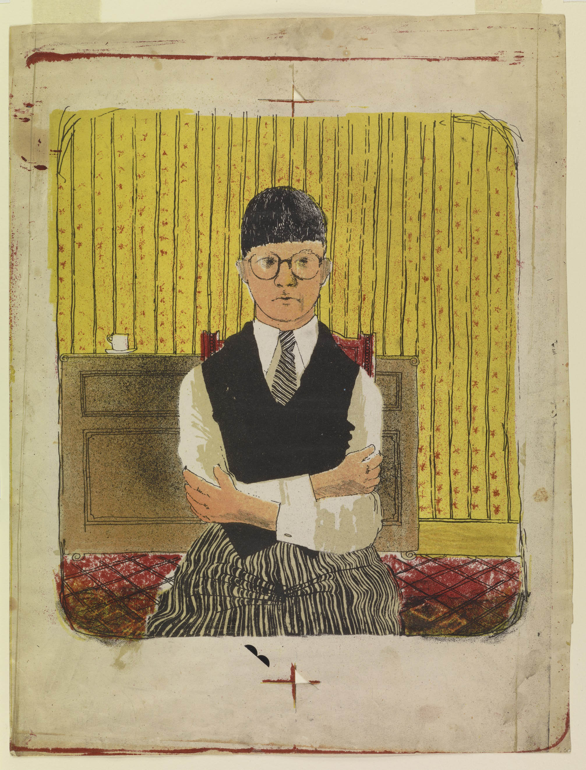 Self Portrait , 1954, lithograph in five colours. Edition of 5 approximately, 11½ x 10¼"