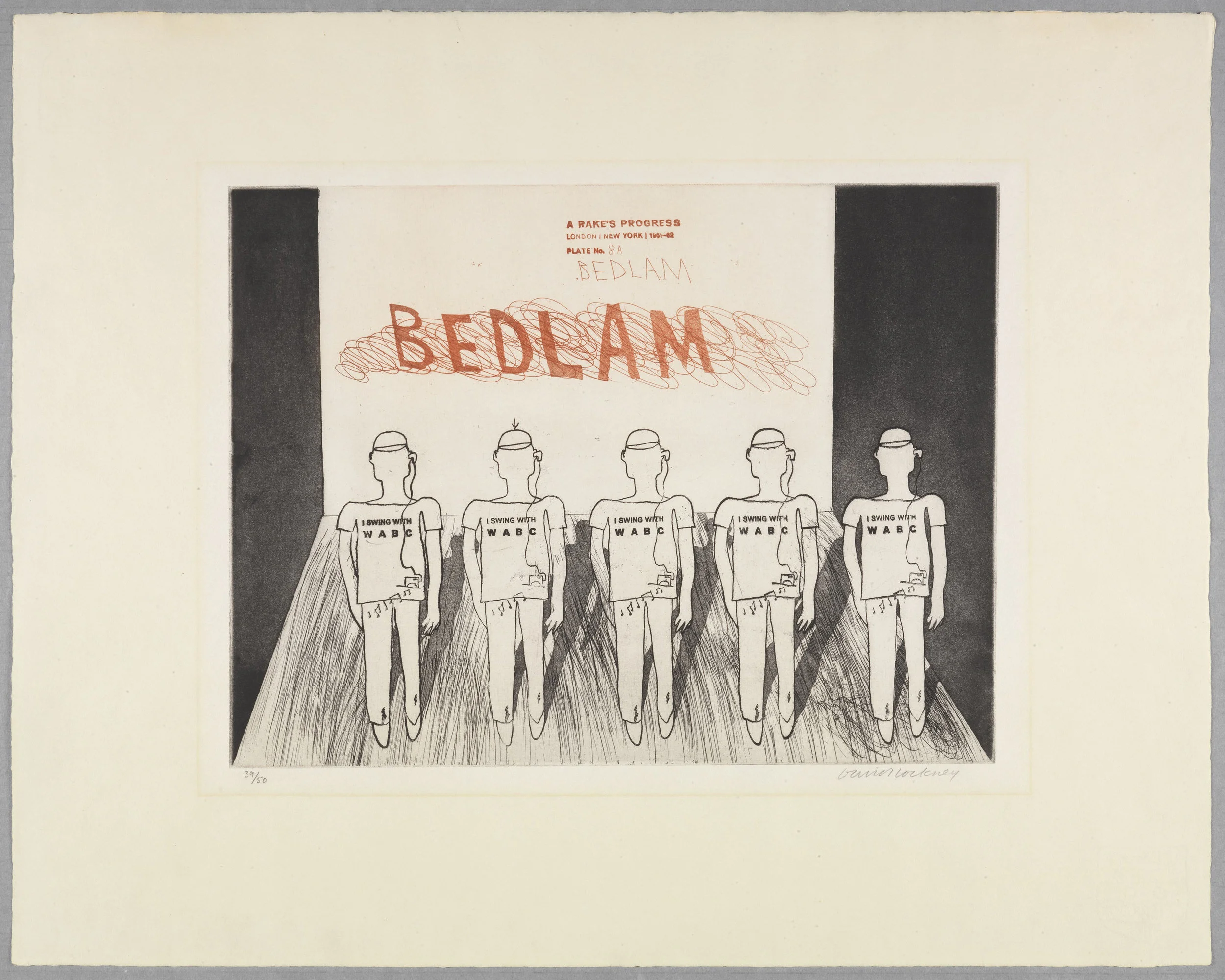 Bedlam from "A Rake's Progress", 1961 - 1963, etching, aquatint. Edition of 50, 17¾ x 11½"