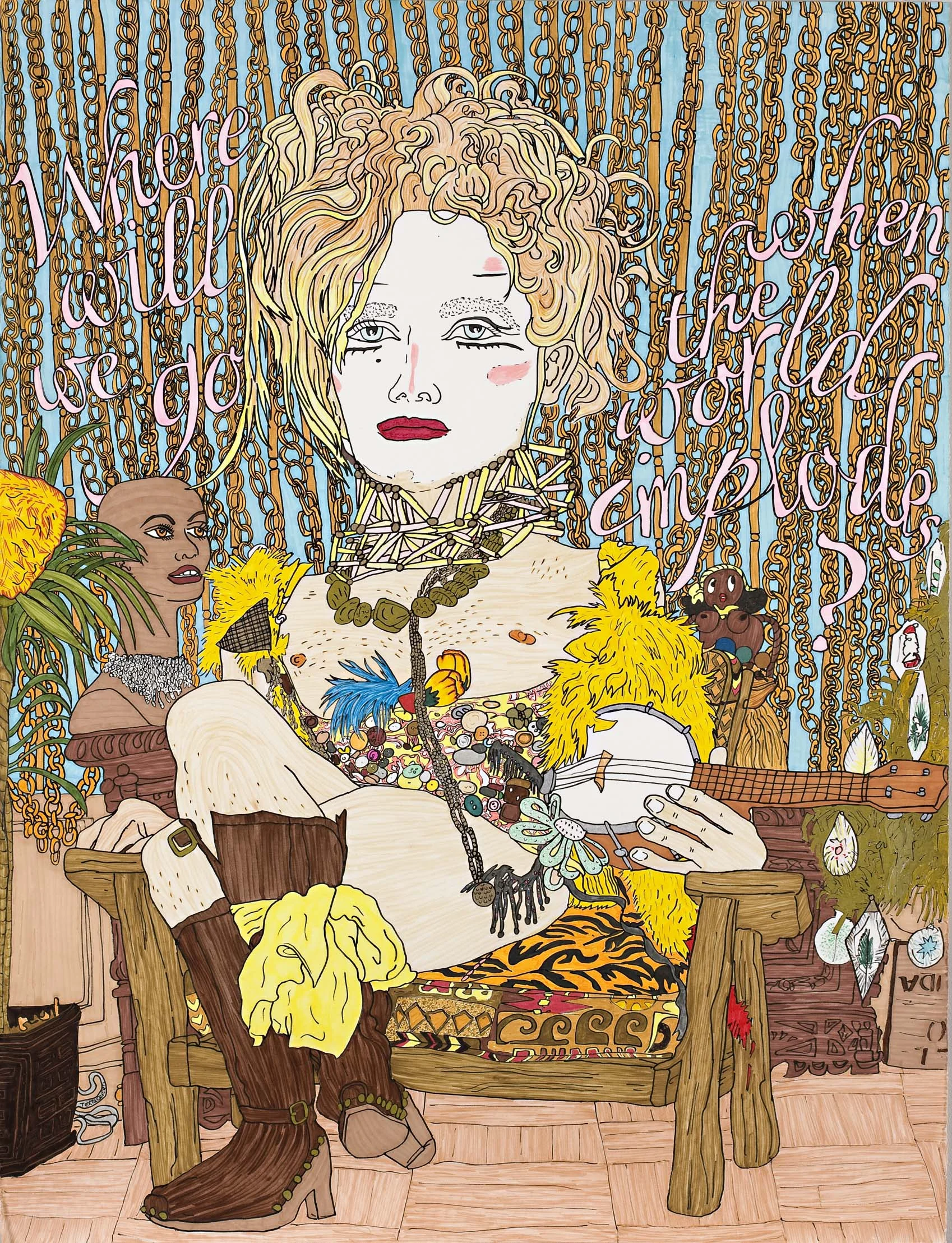 TextaQueen, Where we will go when the world implodes? (Taylor Mac) 2006, fibre-tipped markers on paper, Mornington Peninsula Regional Gallery, Victoria, Purchased from National Works on Paper, 2008