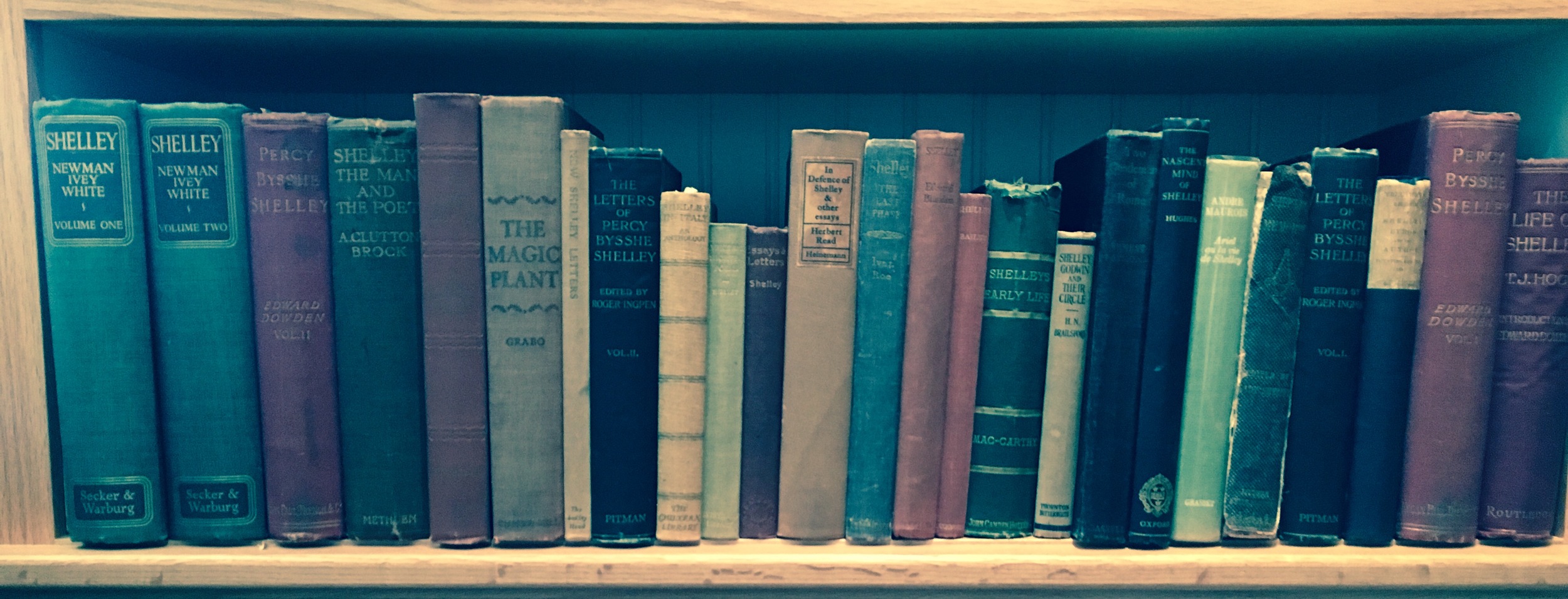 Approximately 1/3 of my father's "Shelleyana". Most of these books are first editions.