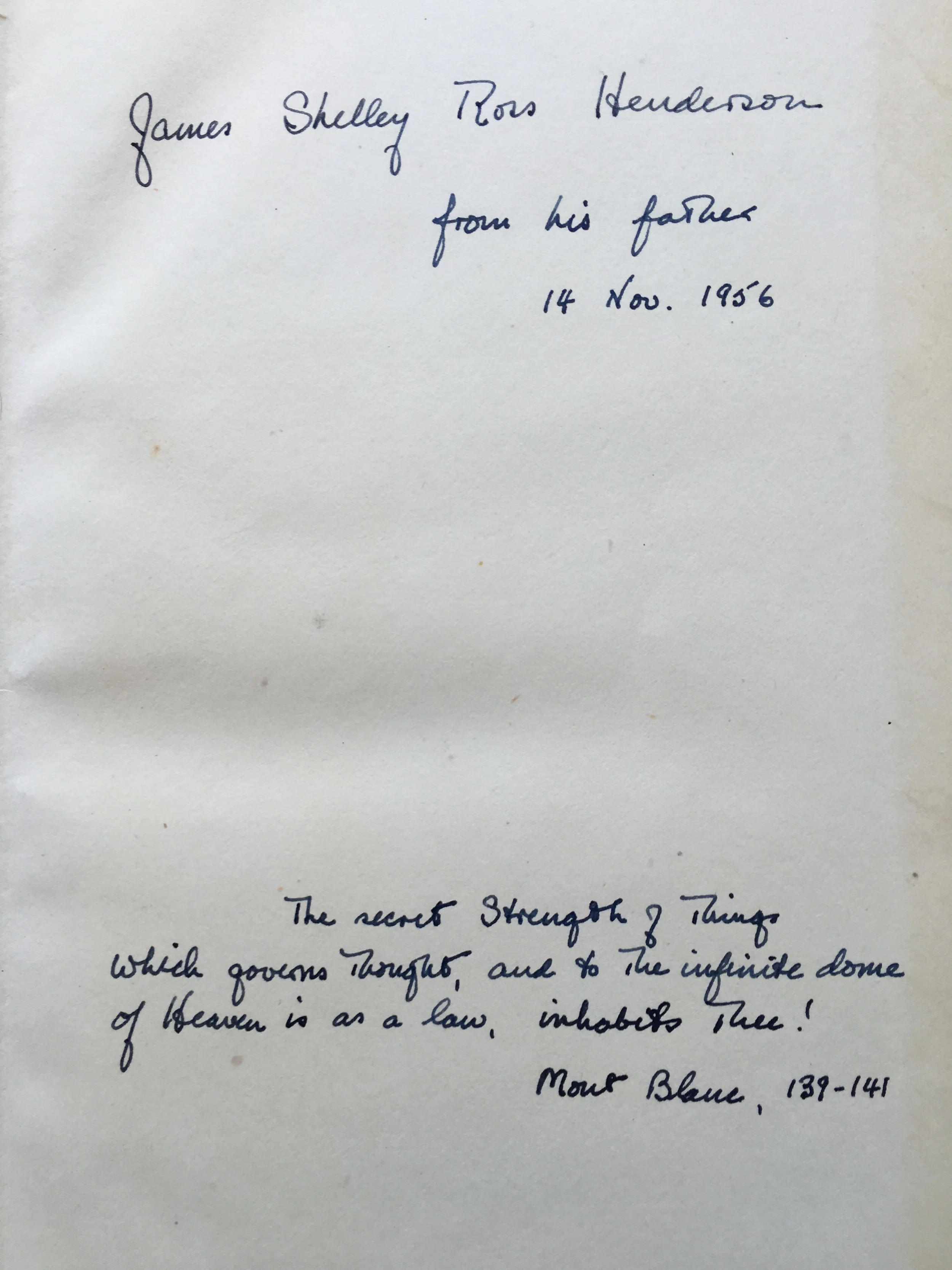 Inscription to my brother in Hutchinson's Collected Works of Shelley