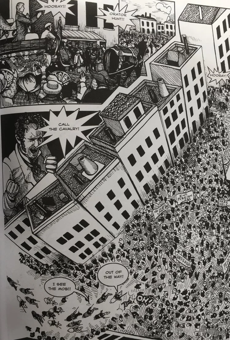 Detail from Michael Demson's Masks of Anarchy.