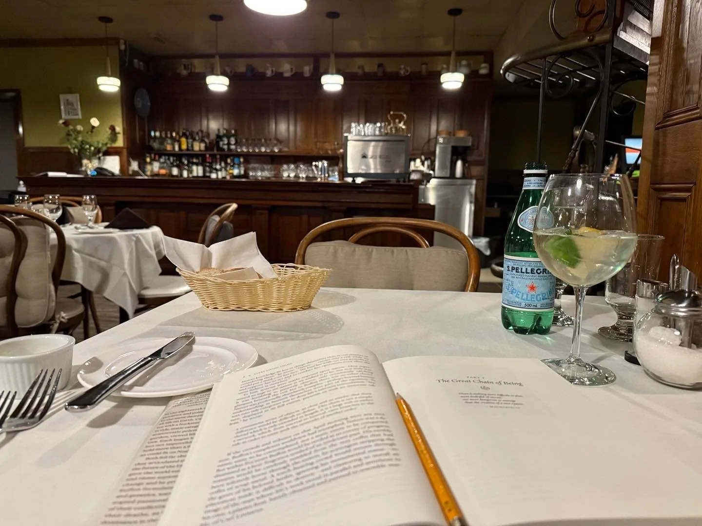 Tonight I am at the Marienbad in London. Sitting at the exact table, in the same chair, my father frequented in his retirement. My book is Jason Robert&rsquo;s incredible volume on Buffon and Linnaeus. It&rsquo;s off to a thrilling start! I&rsquo;m o