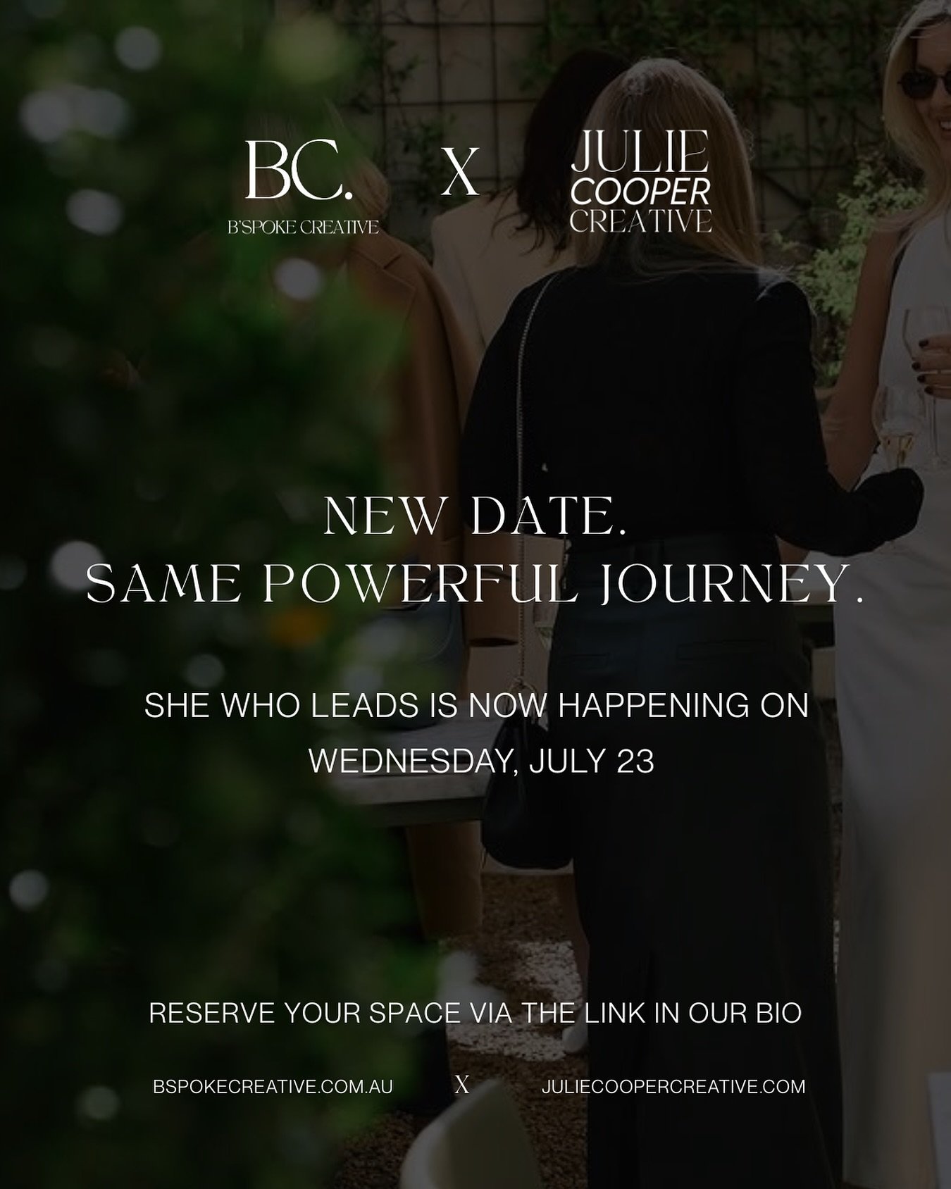 We&rsquo;ve made a gentle shift to honour real life behind the scenes &mdash; and She Who Leads will now take place on Wednesday, July 23rd.

This change was made with deep intention and care, allowing us to fully show up for every woman joining us.
