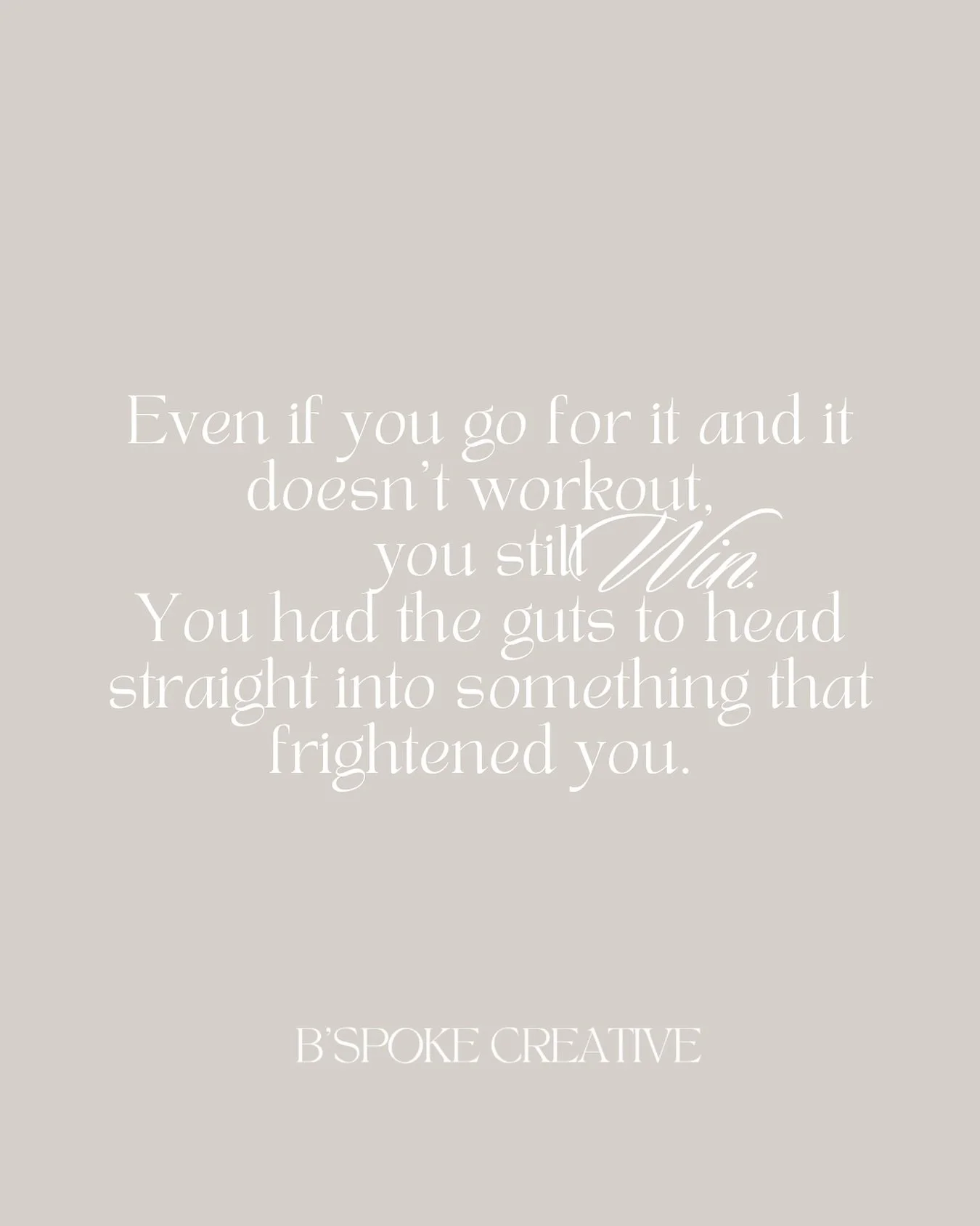 This popped up in my memories yesterday and honestly, the timing couldn&rsquo;t be more perfect.
⠀
It was something I shared quite a few years ago, but it still holds true for so many of us right now:
⠀
&ldquo;Even if you go for it and it doesn&rsquo