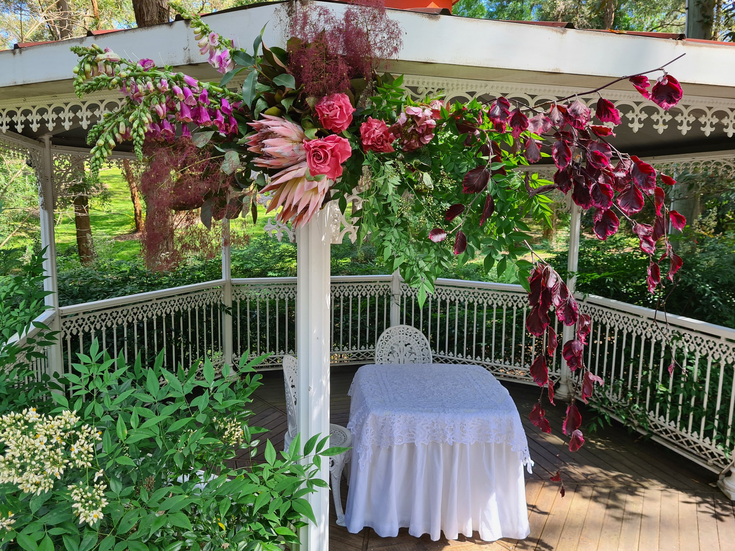 Gazebo and florals