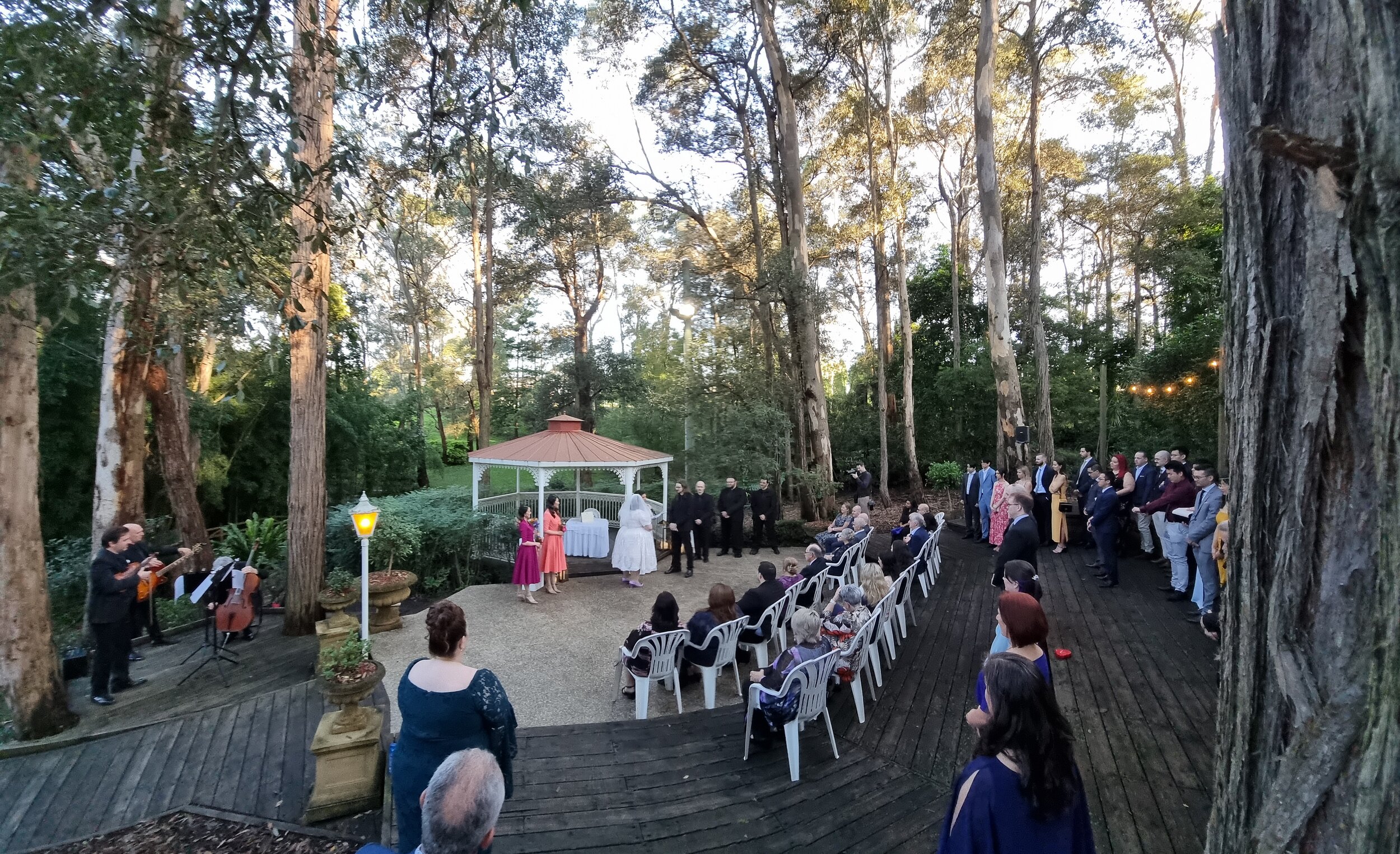 Garden ceremony in fading light