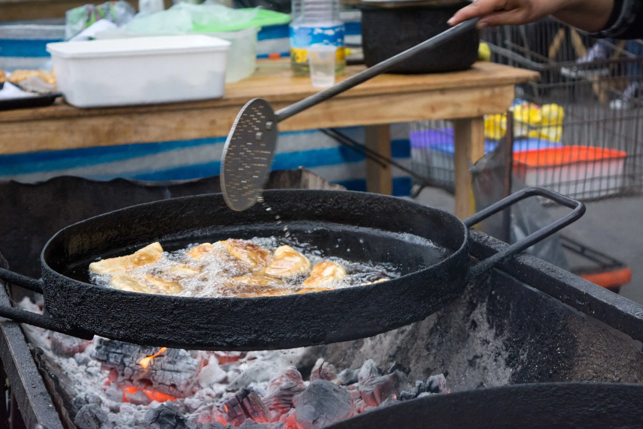 Freshly deep fried empanadas