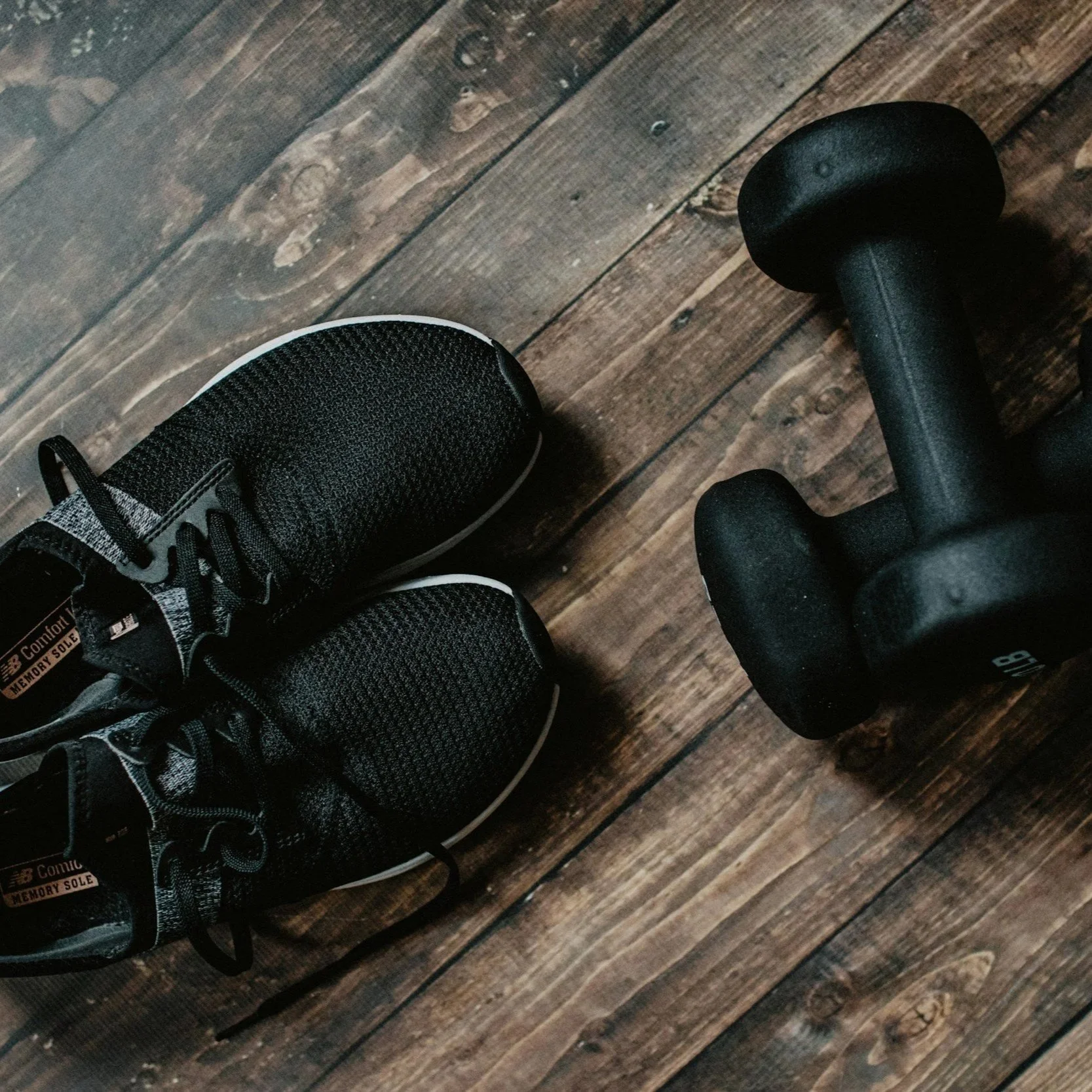 Training shoes ready for a prenatal personal training session at home in Clapham