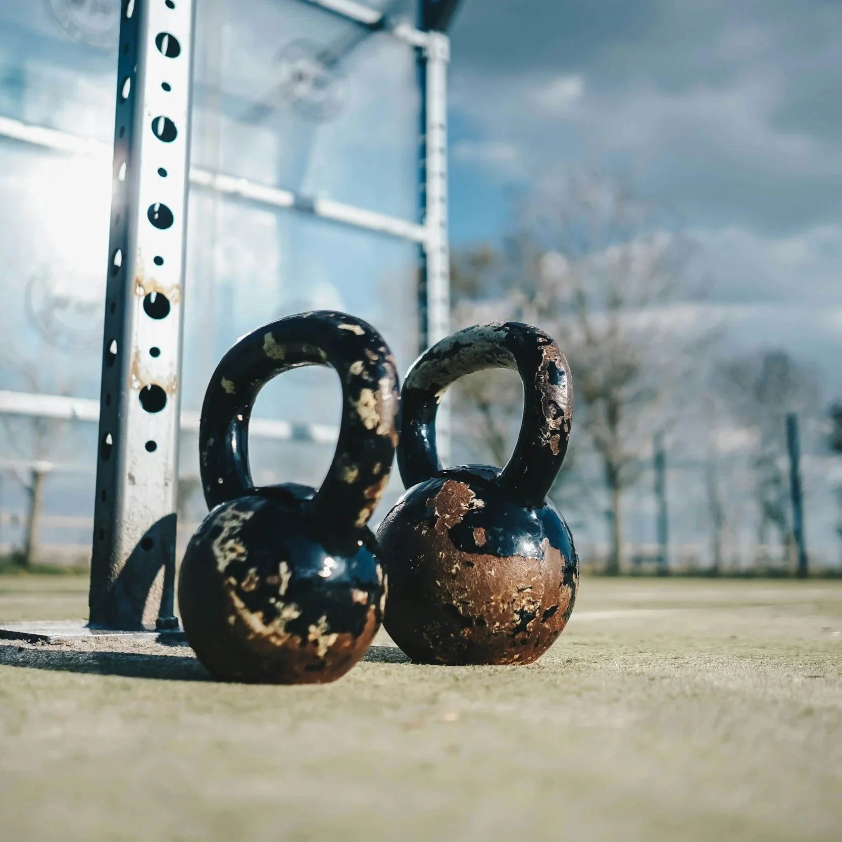 Mobile personal trainer kettlebell session at Imperial Wharf, London SW6