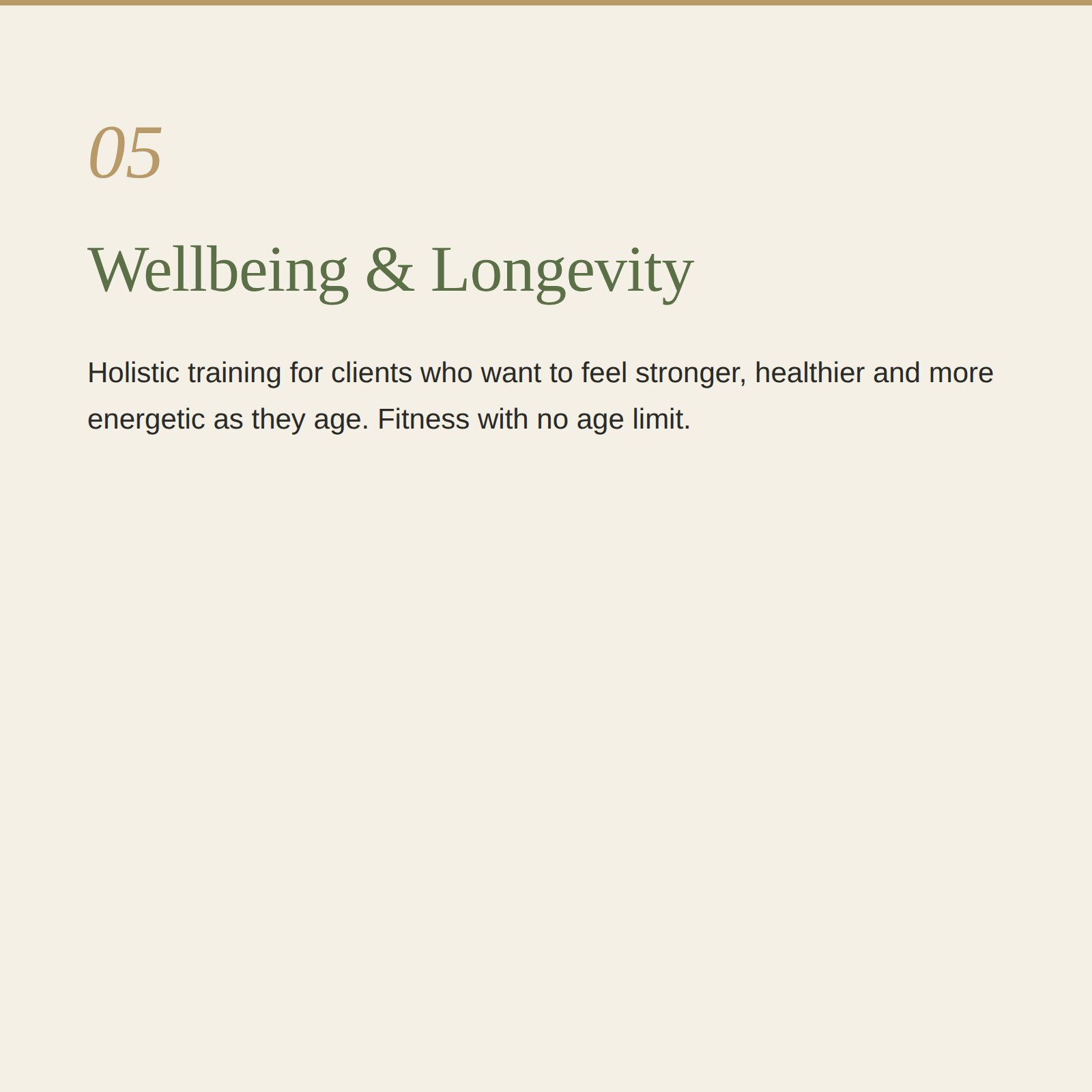 Holistic training for wellbeing & longevity
