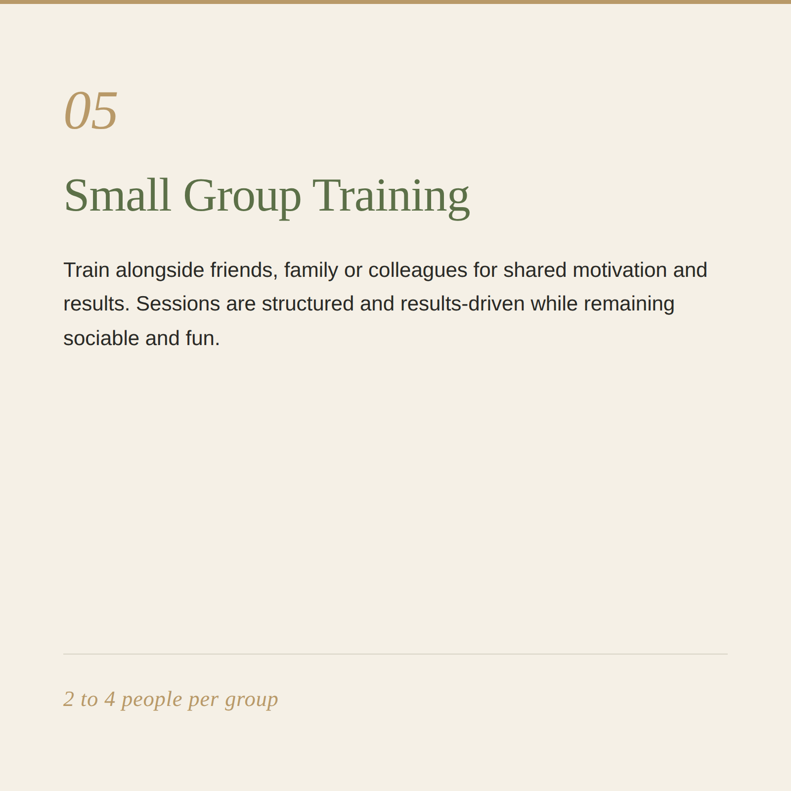 Small group personal training