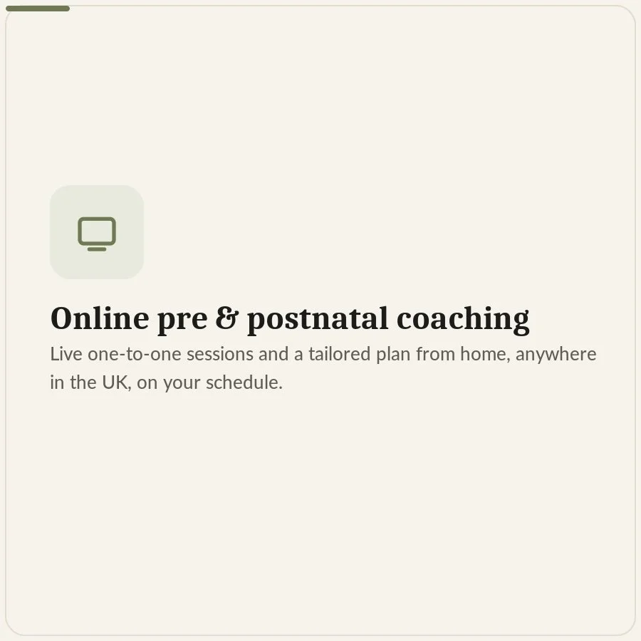Online pre and postnatal personal training — one-to-one coaching session UK-wide