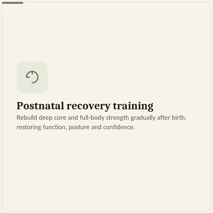 Postnatal recovery personal training in South West London, rebuilding core and strength after birth