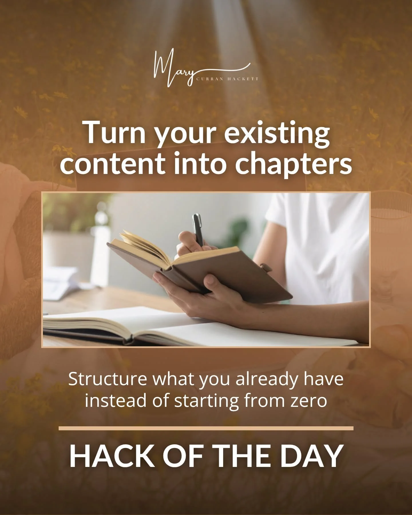 You don't have to start your book from zero.

Most of what you need is already there in your content, your talks, your notes.

The real shift is not creating more.
It's structuring what you already have.

When your ideas are organized into clear chap