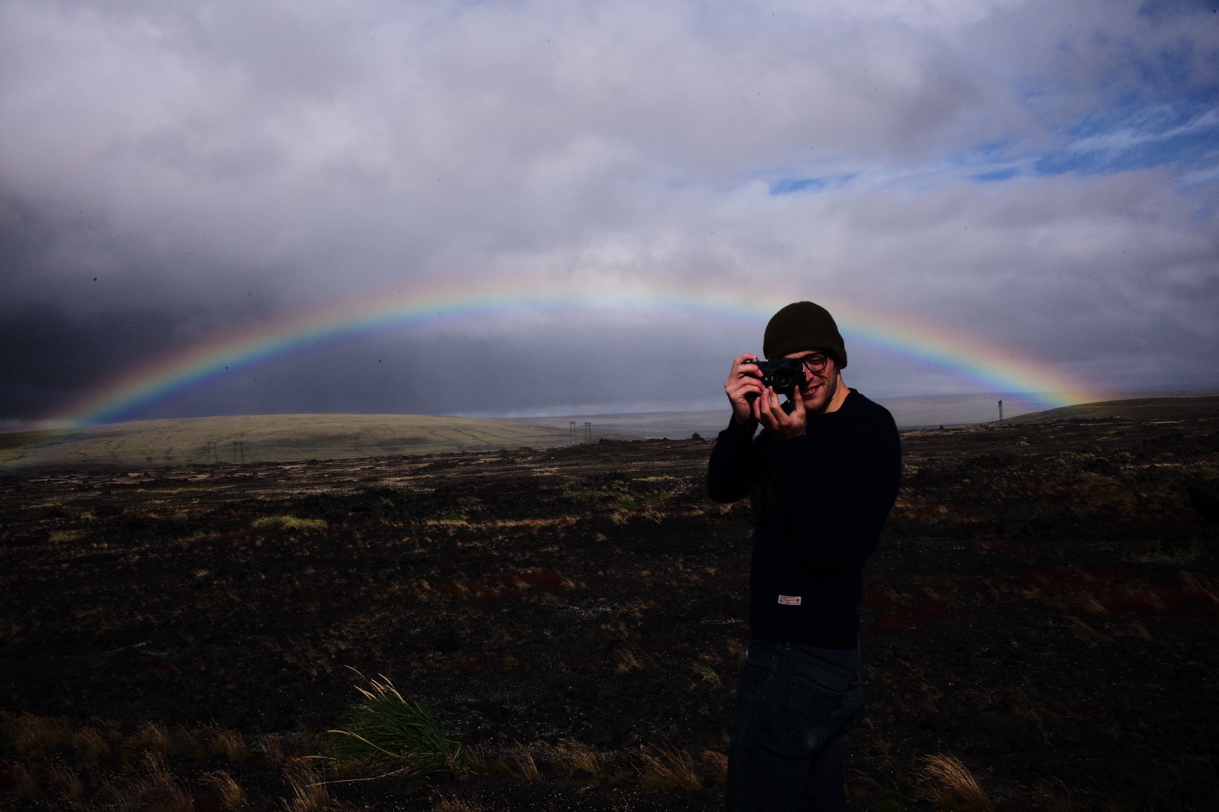 The rainbow came out and Ben looks happy