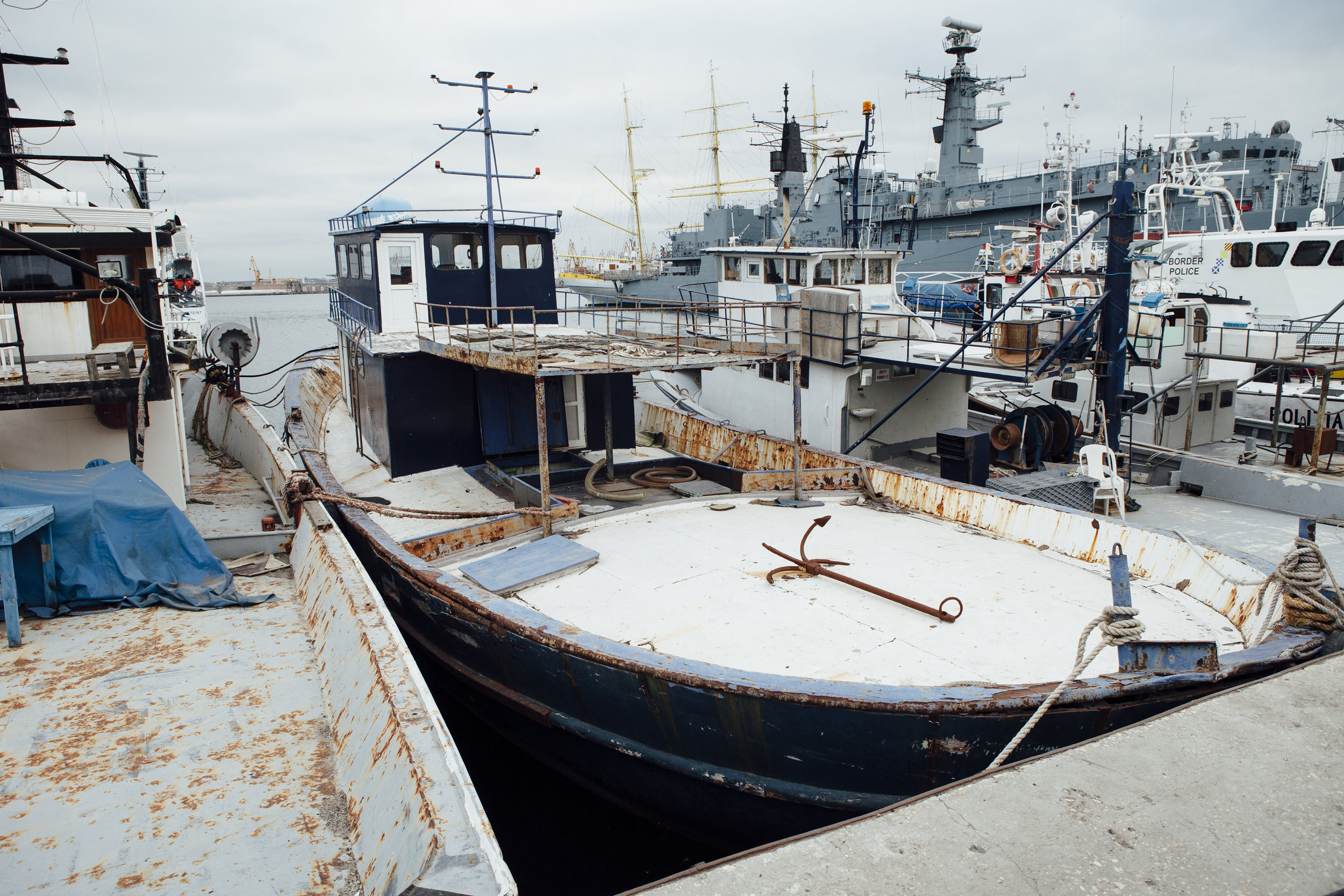  In Gewahrsam genommenes Schlepper-Boot Hafen, Constanta 