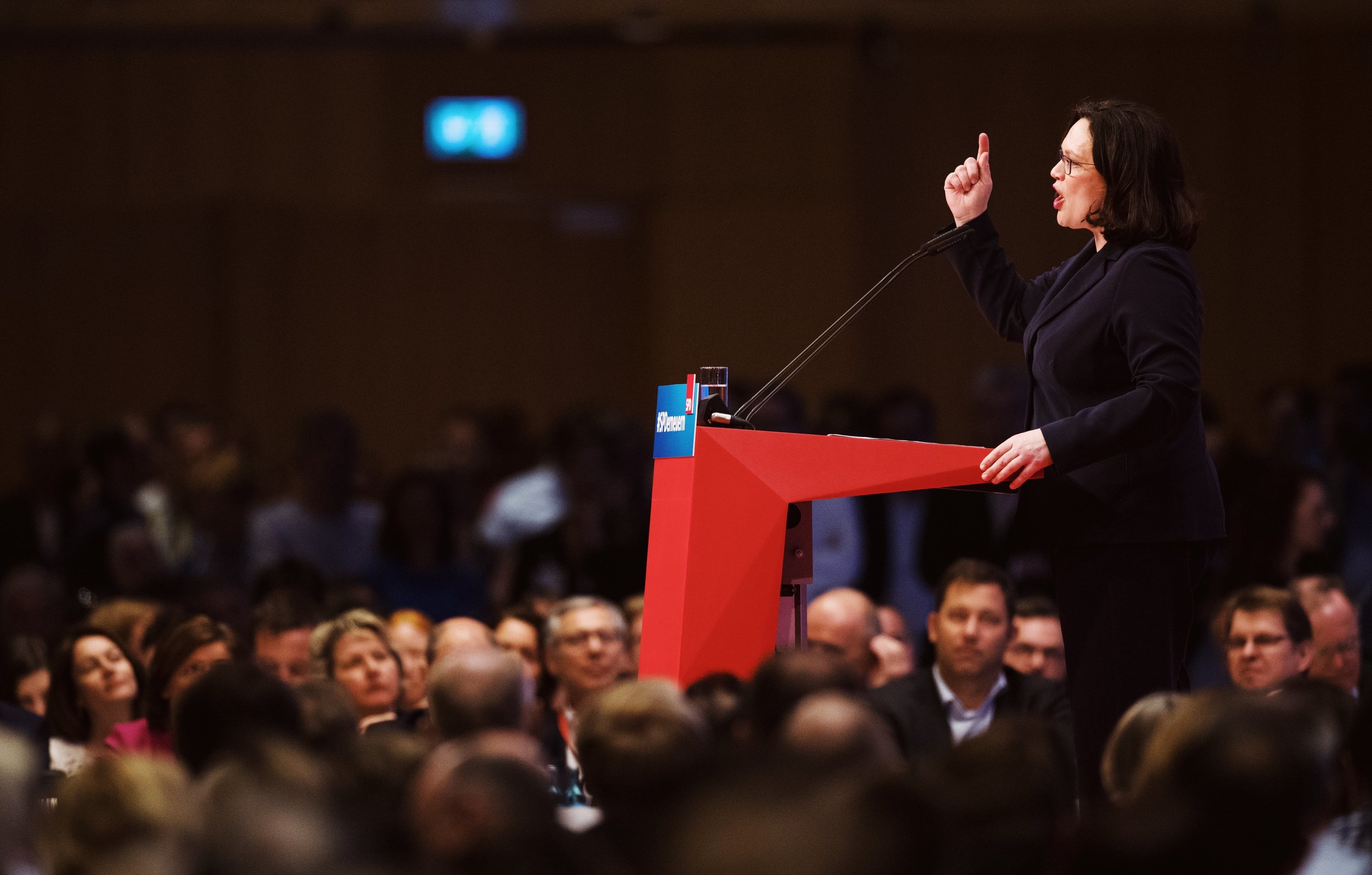  Andrea Nahles hält ihre erste Rede als damals neue Vorsitzende der SPD. 