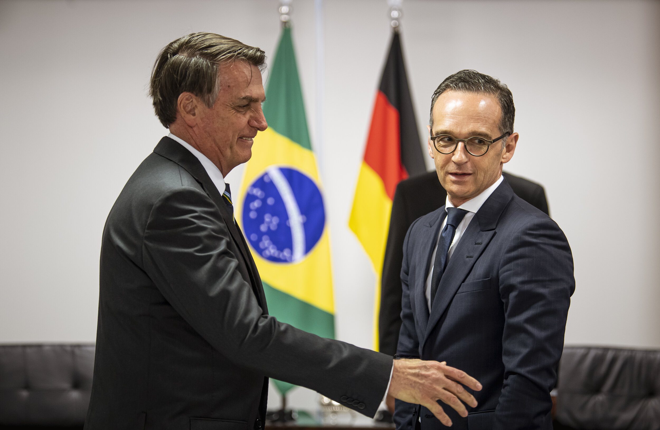  Der brasilianische Präsident Jair Bolsonaro trifft auf Heiko Maas. 