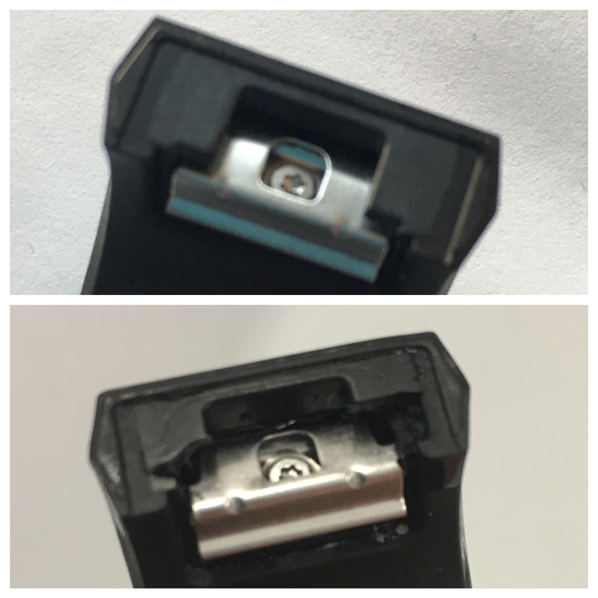 No 5 before and after - on the lower pic, you can see a tiny bit has broken on the left-hand side of the holder.