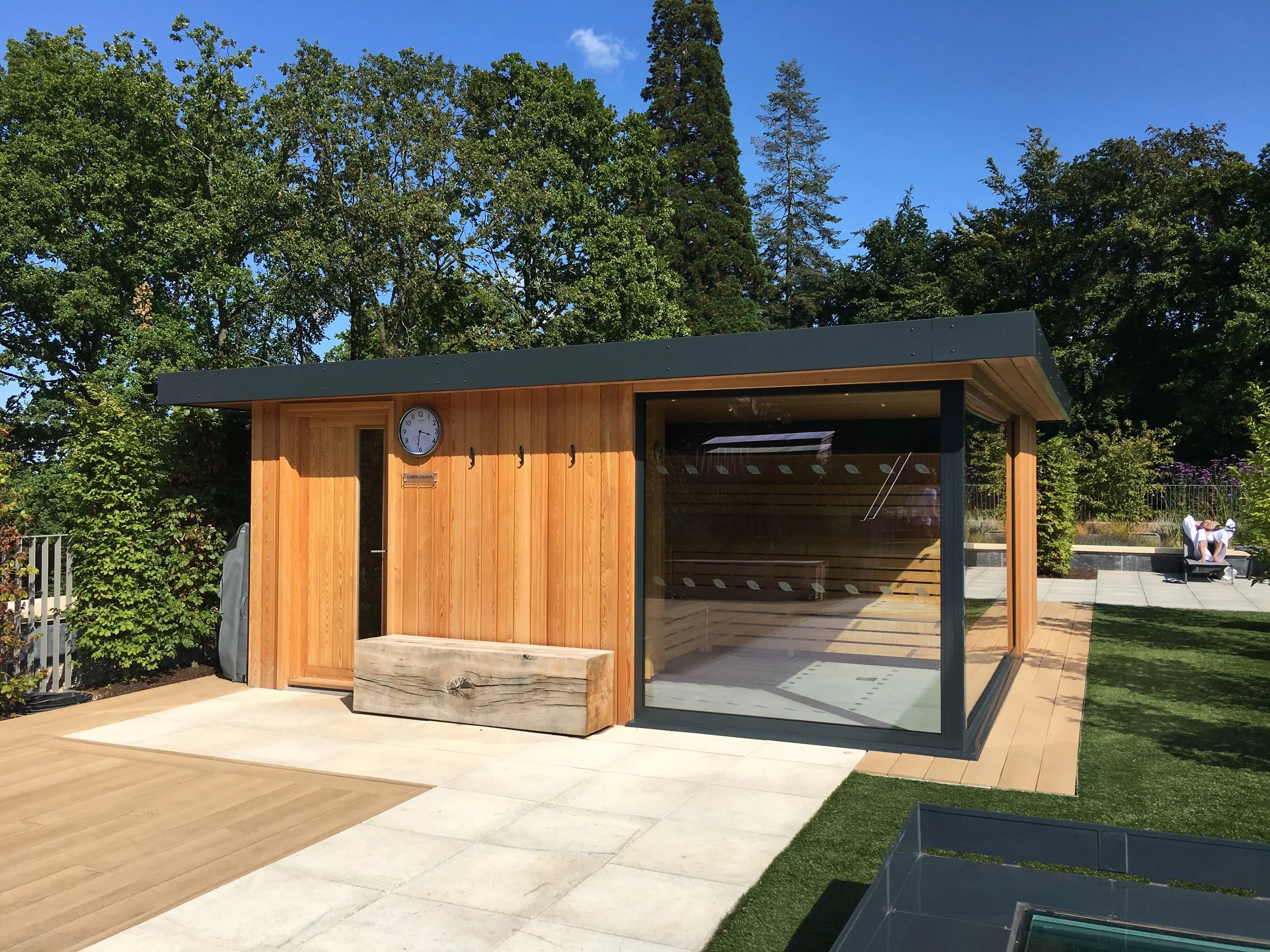 In the roof garden at Rudding Park's new spa, along with a selection of seating areas, there's a cabin sauna 