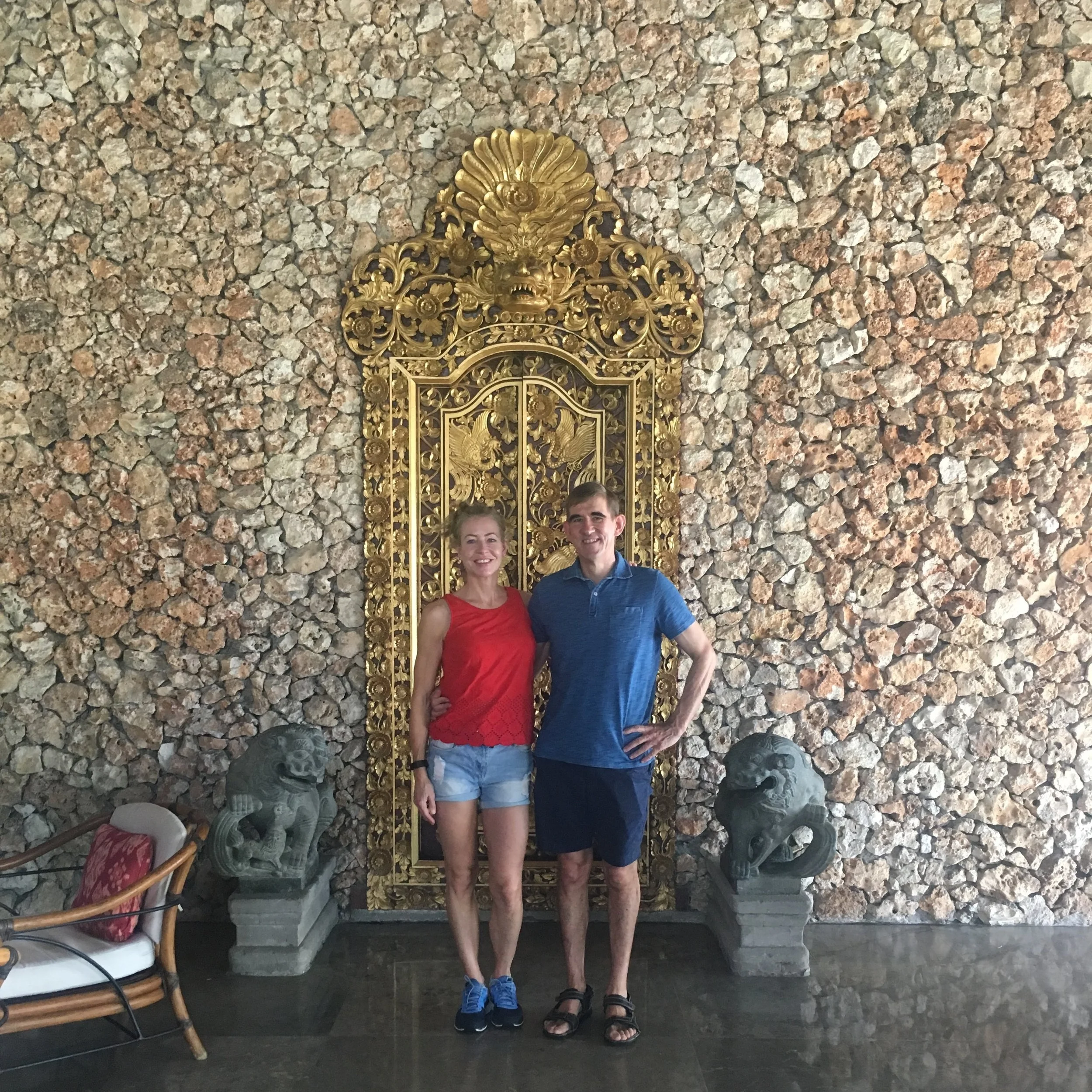 With my husband in the foyer at the Oberoi, Bali 