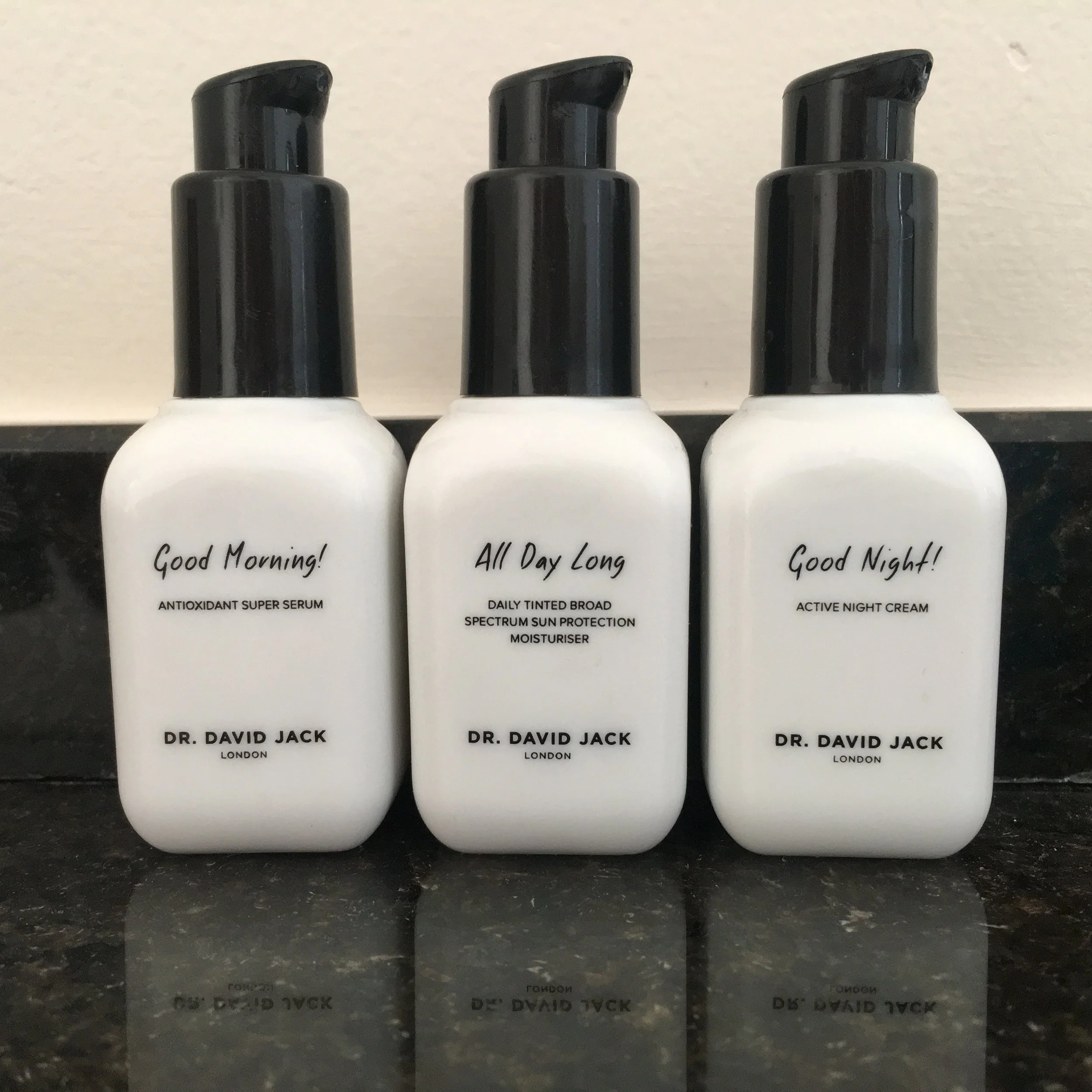 Three little heroes: the products in Dr David Jack's new skincare range 