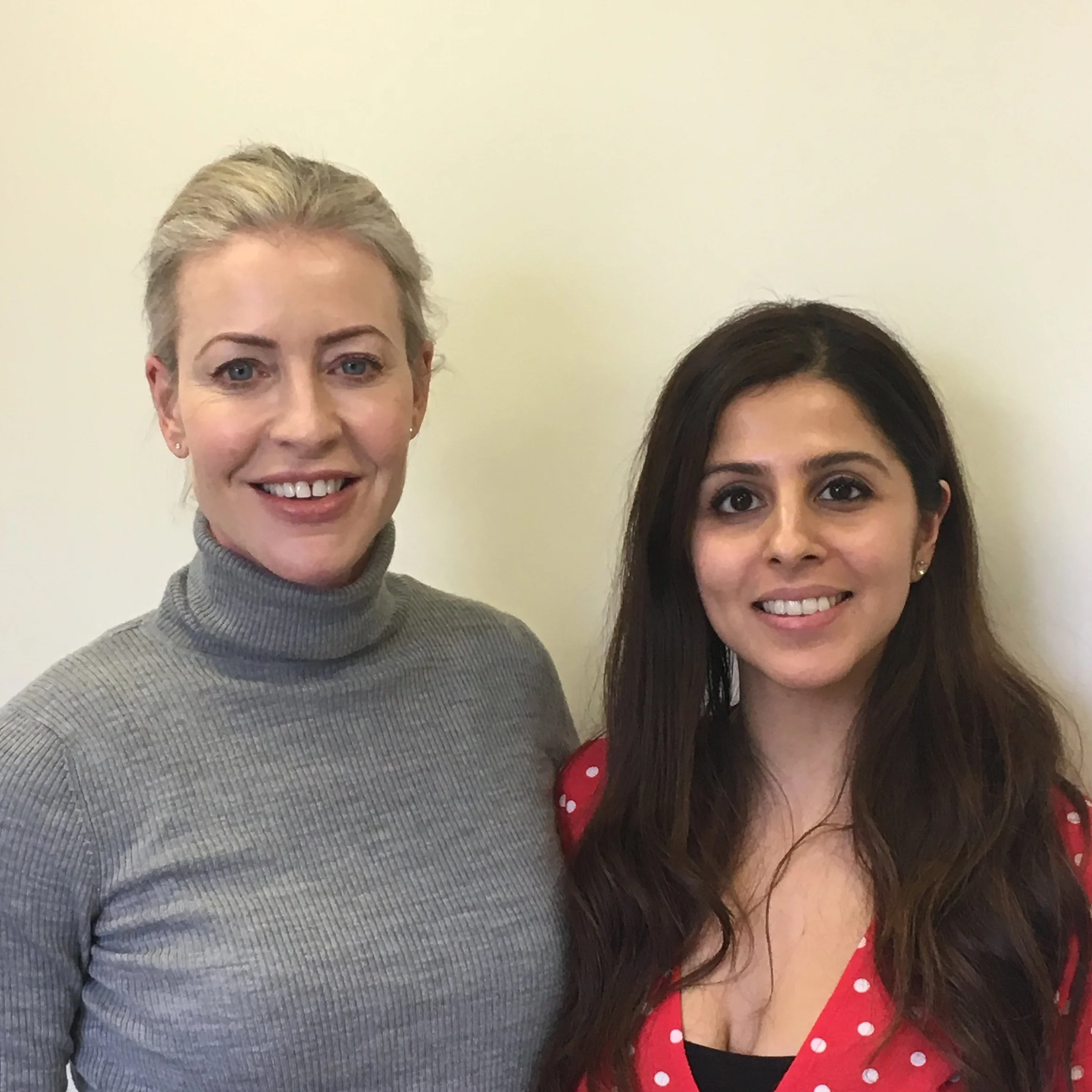 Me with Dr Saira Vasdev after treatment with Profhilo and Aliaxin (with polo neck to hide the evidence 