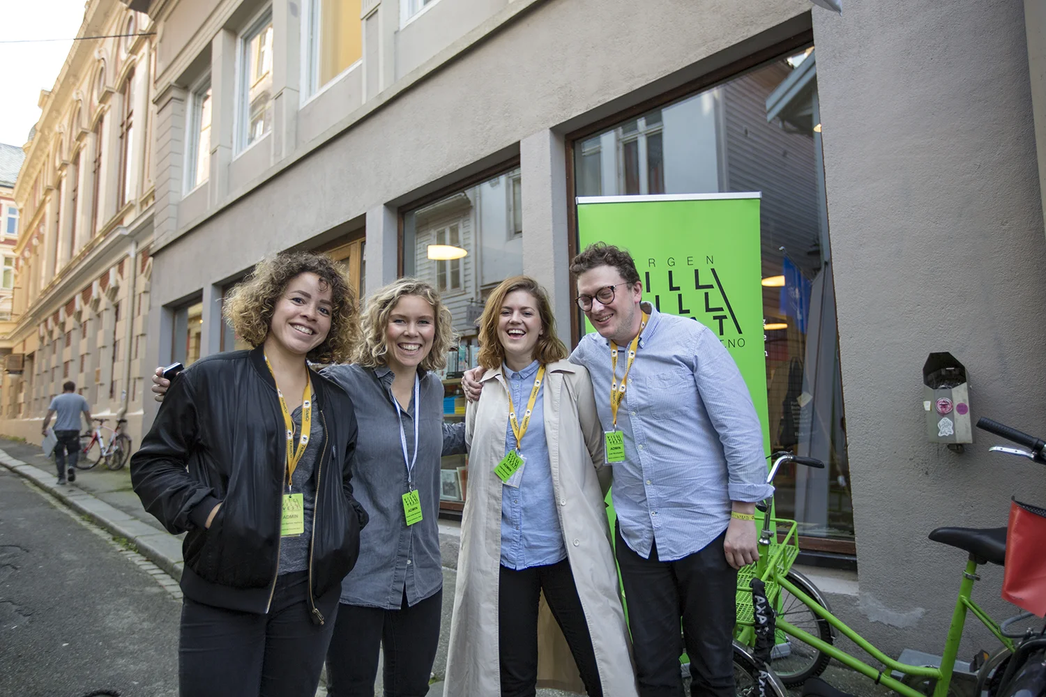 Fra venstre: Festivalkoordinator Lillian Santos Herberg, Brak-leder Karen Sofie Sørensen, festivalsjef Vilde Blomhoff og Joar Nicolaysen (Brak). (Foto: Jarle H. Moe)