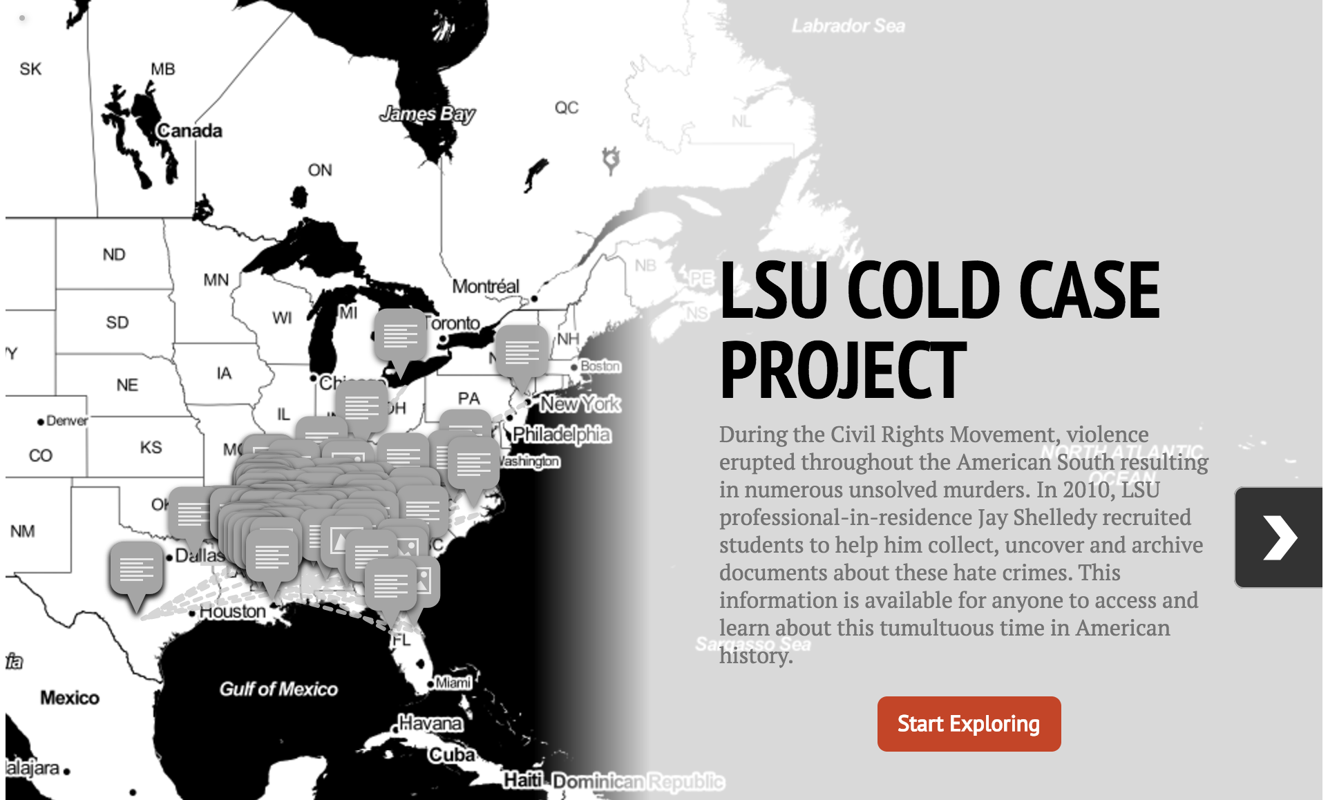 LSU Cold Case Project Interactive Map