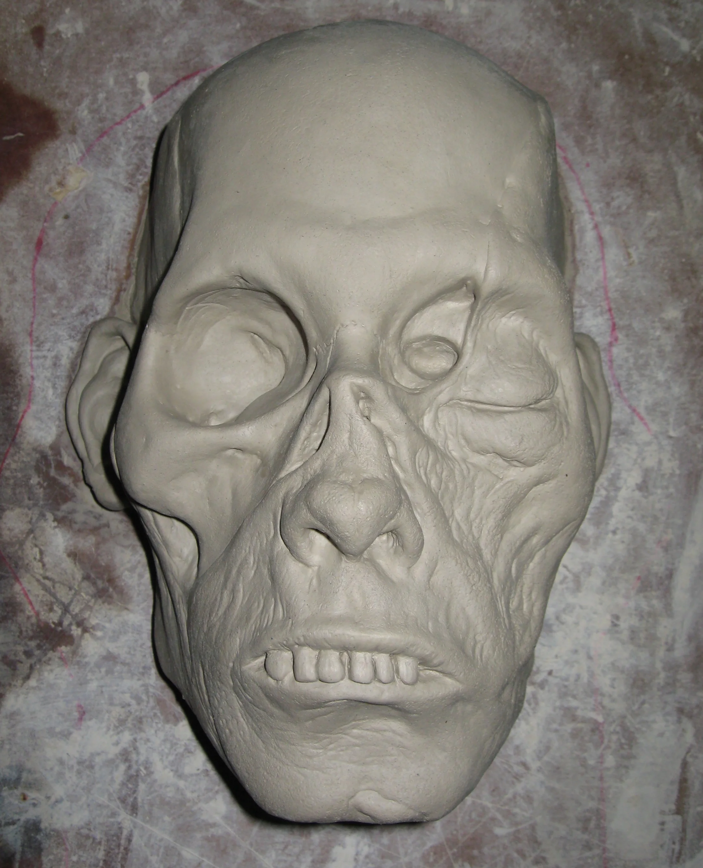 Mummy WED clay half mask sculpture
