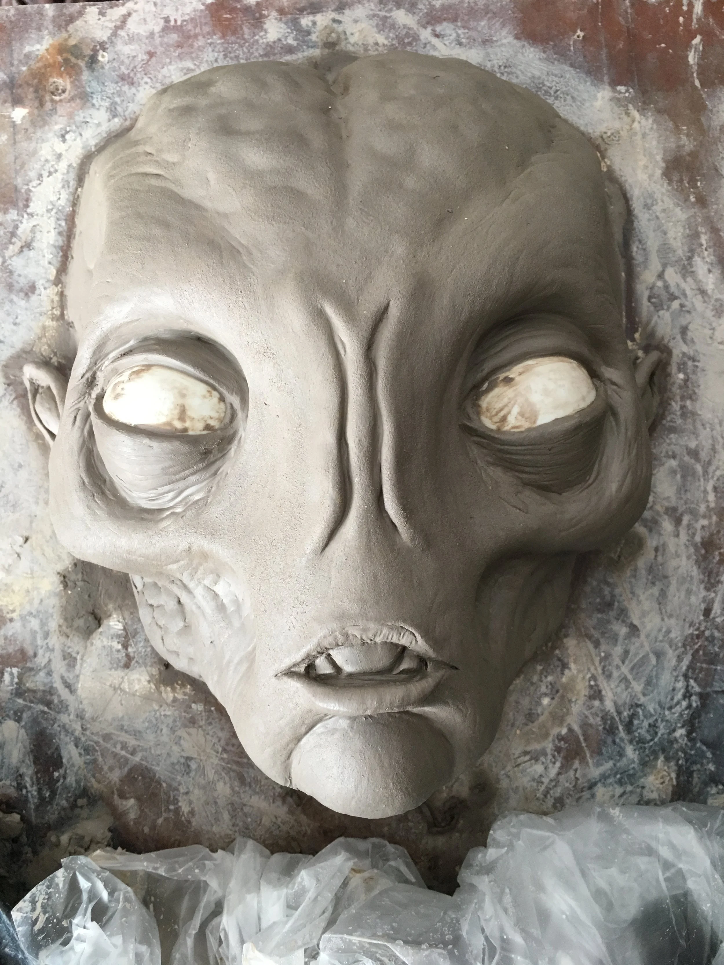 WED clay half mask sculpture W.I.P.